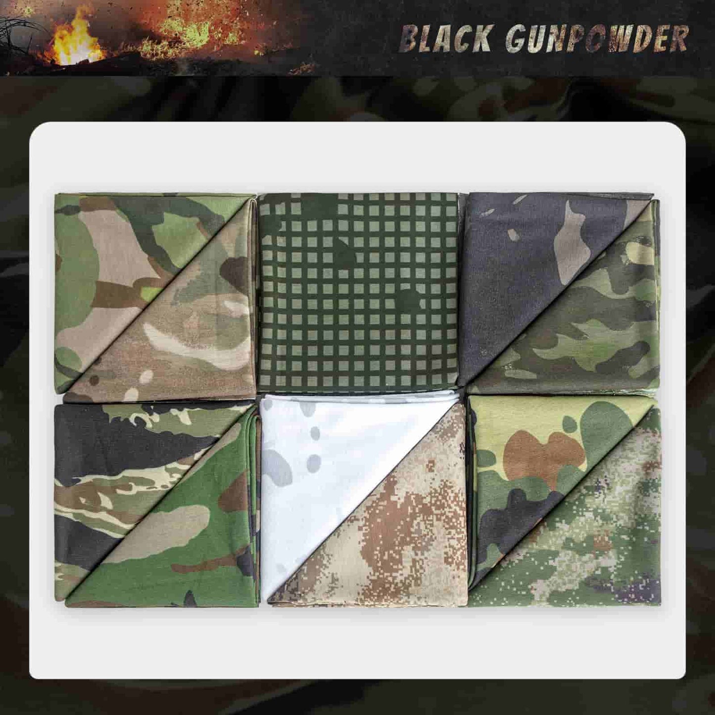 Black Gunpowder Tactical Camo Neck Gaiter Face Cover Cooling Lightweight Seamless Breathable