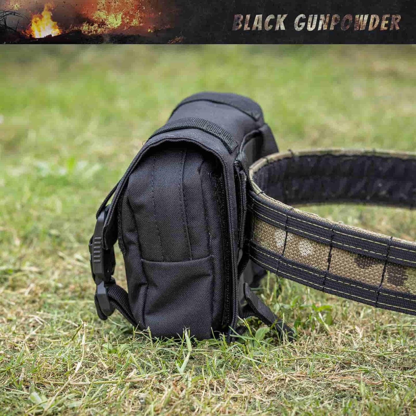 Black Gunpowder Tactical Molle Pouch, Quick Release Hook-and-Loop MOLLE Add-on Pouch EDC Tool Pouch Bag