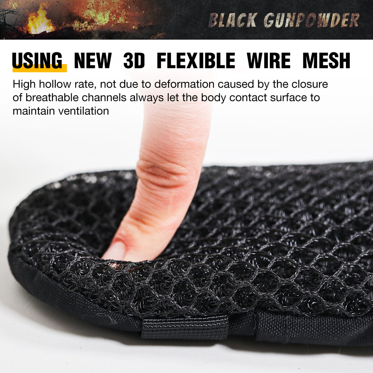 Black Gunpowder Tactical Shoulder Pads 3D Breathable Honeycomb Cooling Pads 1 Pair
