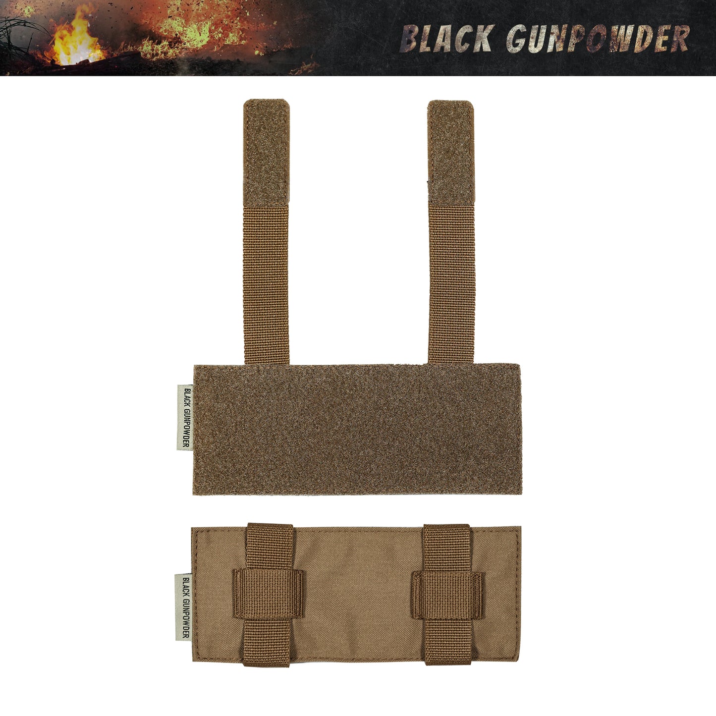 Black Gunpowder Molle Hook and Loop Velcro Panel Tactical Morale Patches Board Even Number  Gear Attachment Coyote Brown Ranger Green (7.5 x 3 in)