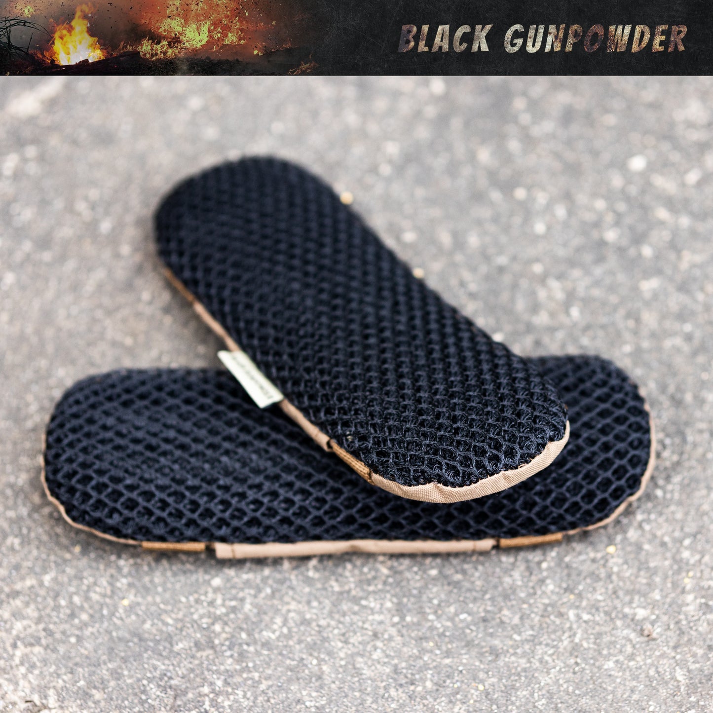 Black Gunpowder Tactical Shoulder Pads 3D Breathable Honeycomb Cooling Pads 1 Pair
