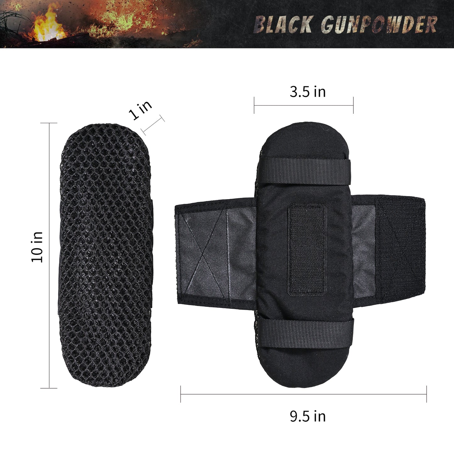 Black Gunpowder Tactical Shoulder Pads 3D Breathable Honeycomb Cooling Pads 1 Pair