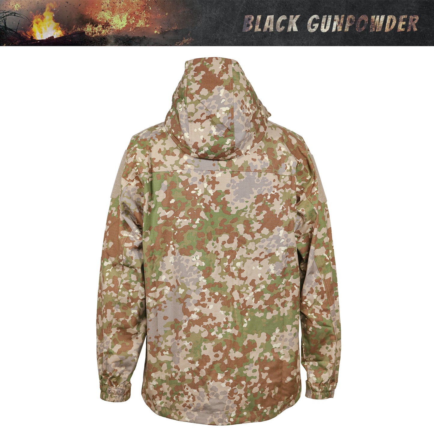 Black Gunpowder Men's Tactical Hooded Jacket Airsoft Hunting Paintball Flecktarn Camo