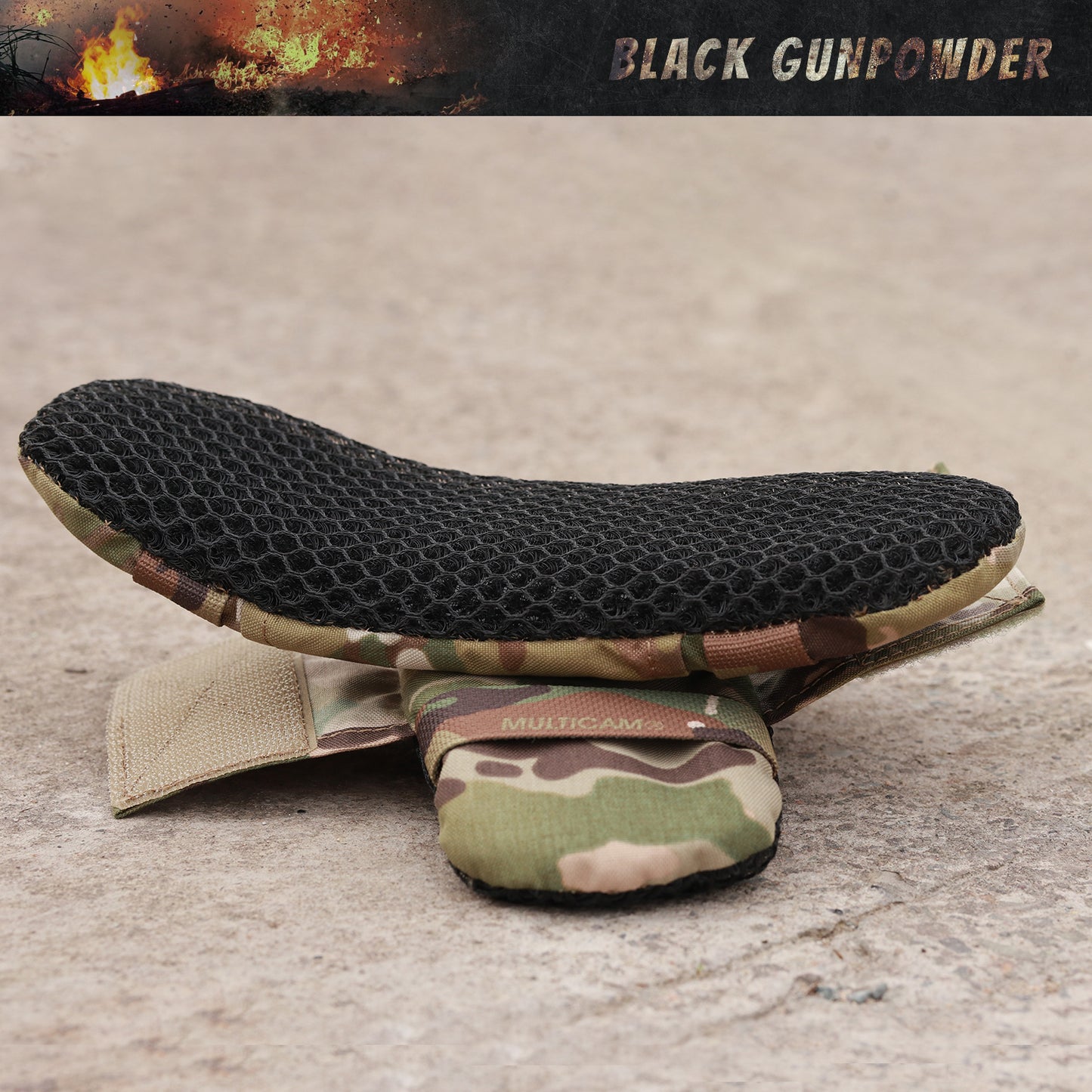 Black Gunpowder Tactical Shoulder Pads 3D Breathable Honeycomb Cooling Pads 1 Pair