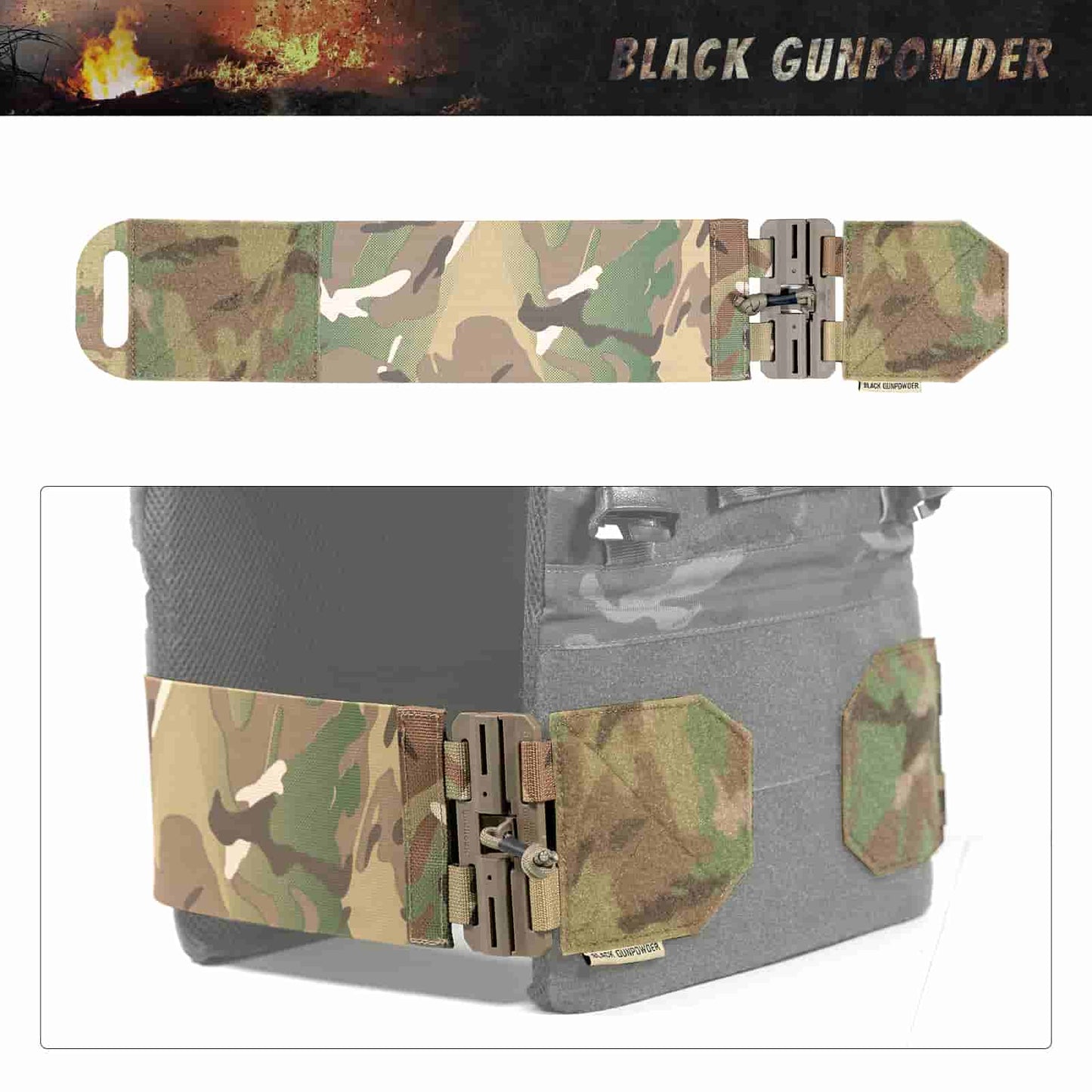 Black Gunpowder Elastic Tactical Quick Release Cumberbund Magnetic Buckles Model BG-TC4