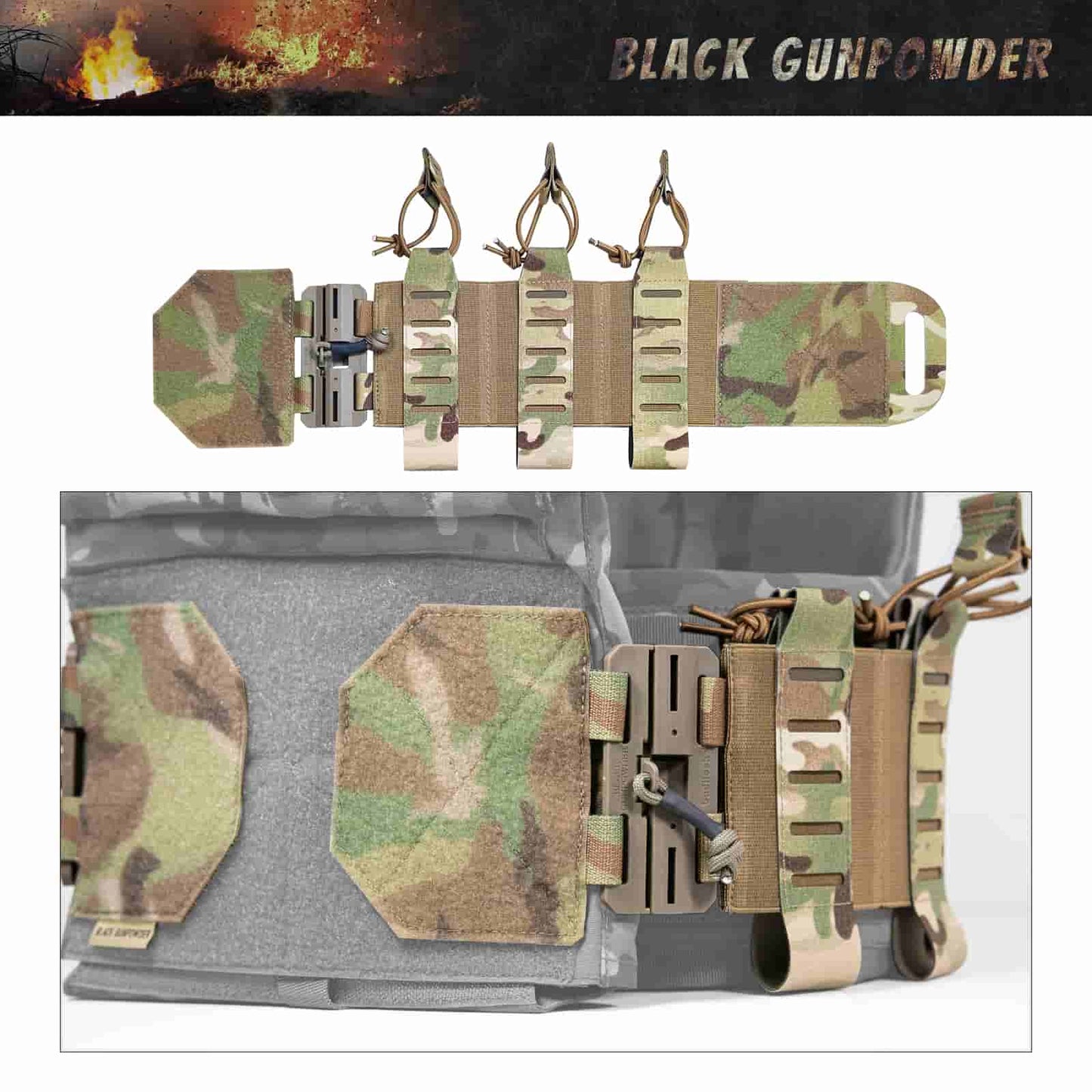 Black Gunpowder Elastic Tactical Quick Release Cummerbund Magnetic Buckles Model TC1