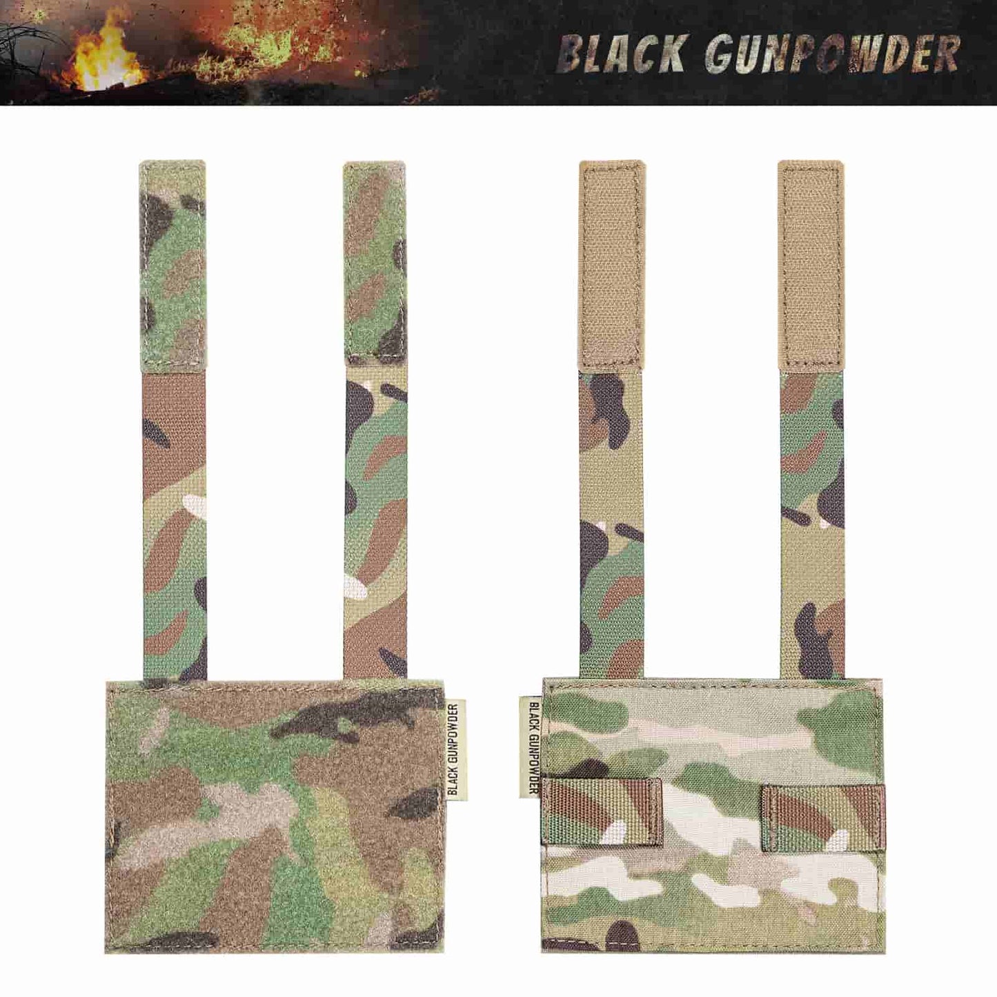 Black Gunpowder Molle Hook and Loop Velcro Panel Tactical Morale Patches Board Odd Number  Gear Attachment (MC Camo, 5 x 4 in)
