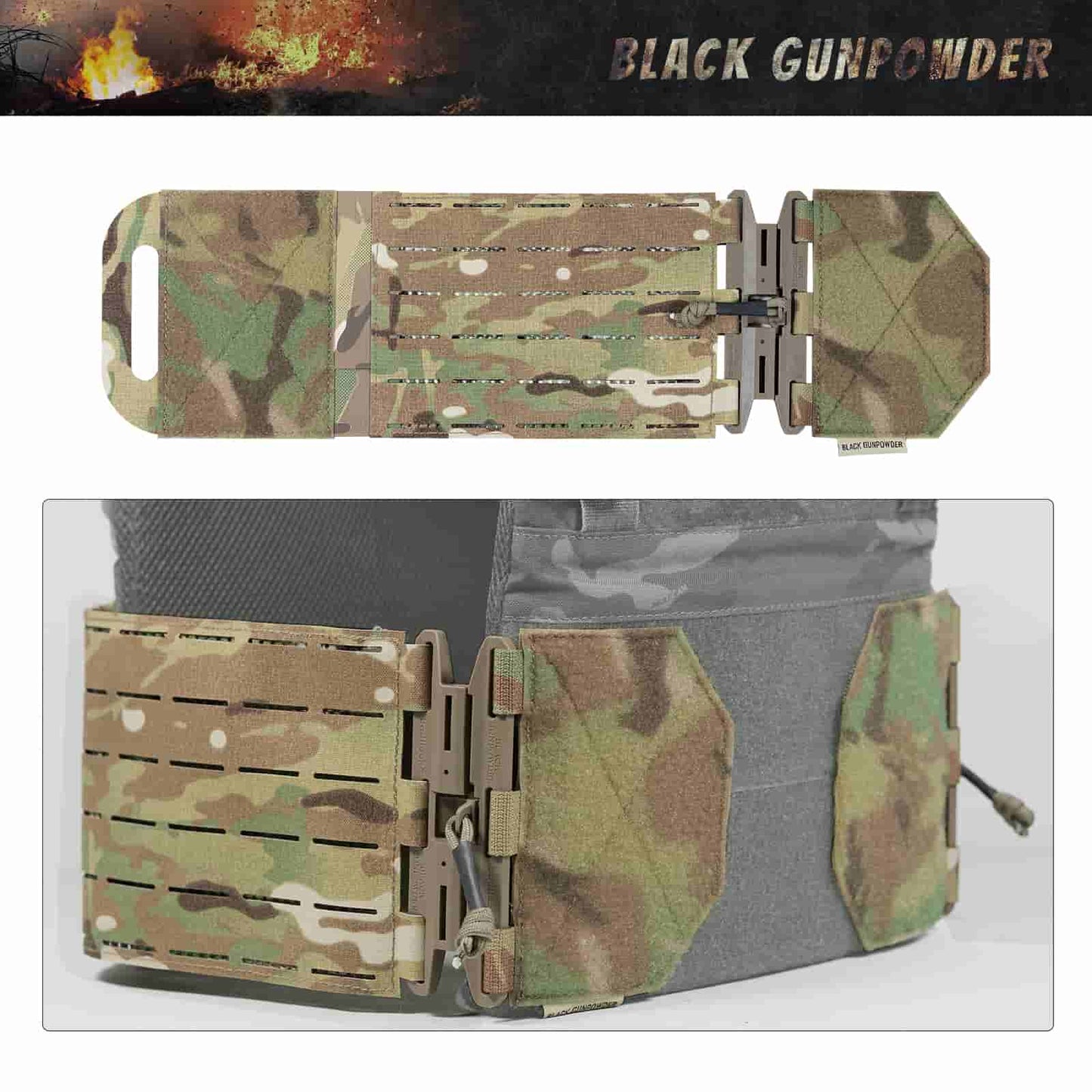 Black Gunpowder Tactical Vest Cummerbund Quick Release Magnetic Buckle One Hand Operation Model BG-TC2