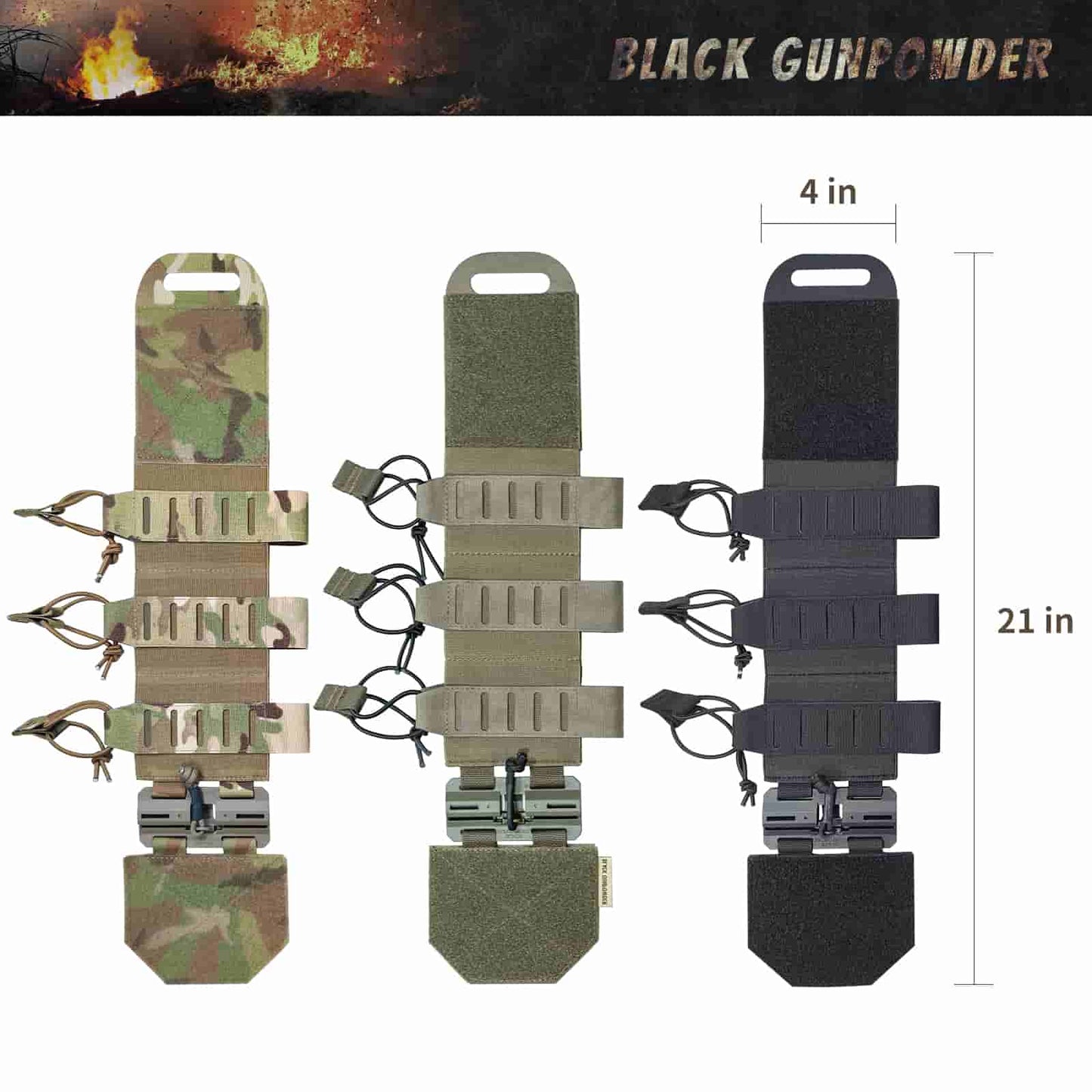 Black Gunpowder Elastic Tactical Quick Release Cummerbund Magnetic Buckles Model TC1
