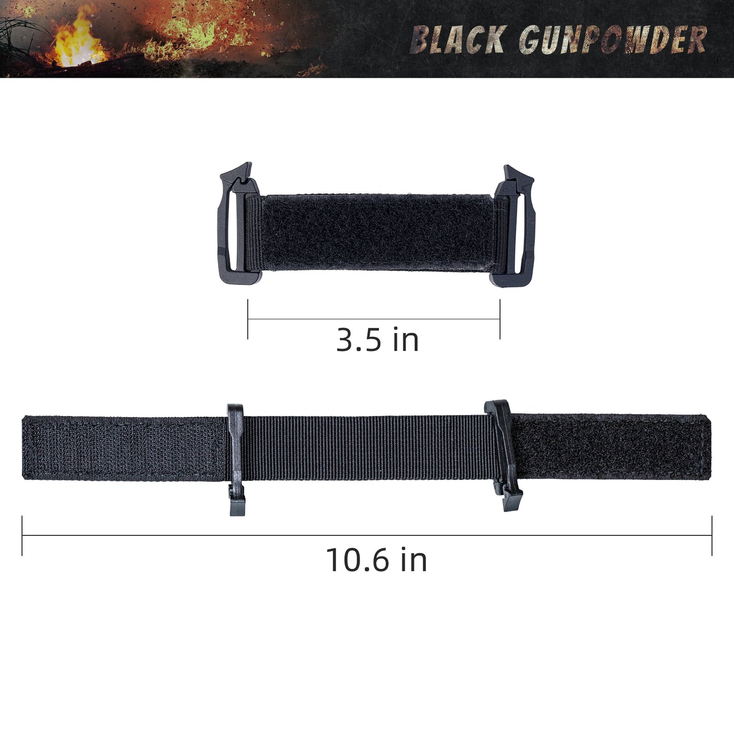 Black Gunpowder Tactical Molle Straps Molle Webbing Retainer Binding Ribbon Buckle