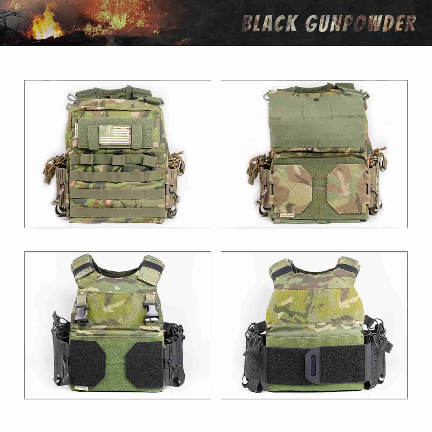 Black Gunpowder Elastic Tactical Quick Release Cummerbund Magnetic Buckles Model TC1