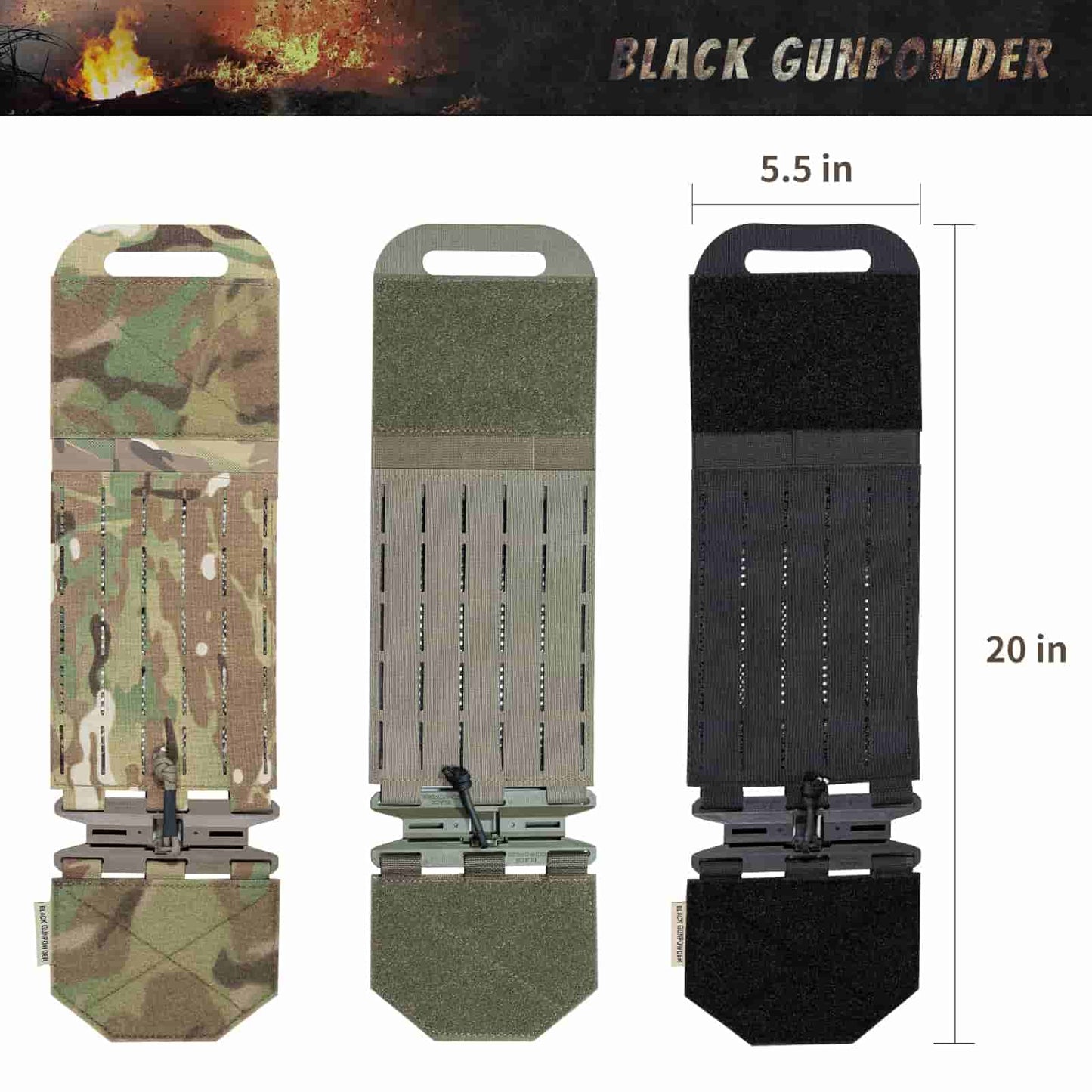 Black Gunpowder Tactical Vest Cummerbund Quick Release Magnetic Buckle One Hand Operation Model BG-TC2