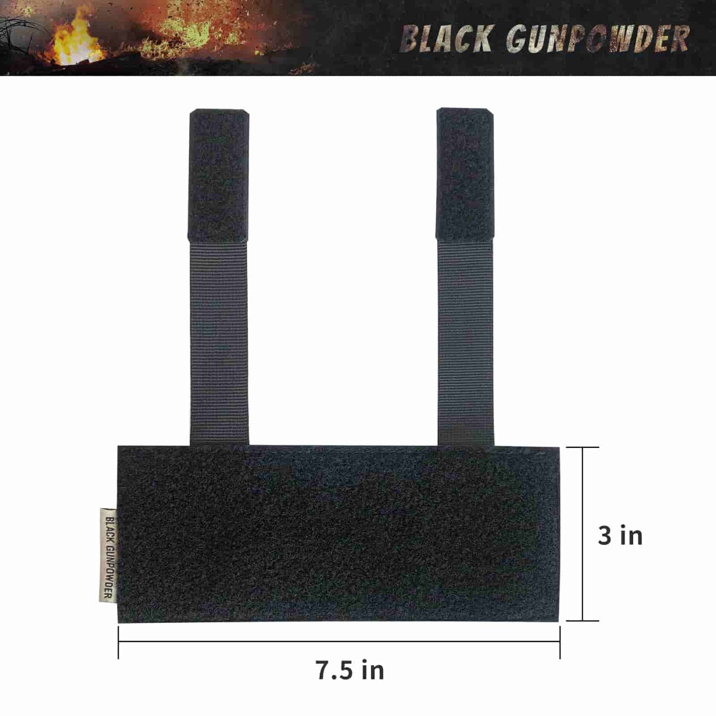 Black Gunpowder Molle Hook and Loop Velcro Panel Tactical Morale Patches Board Even Number  Gear Attachment (Black)