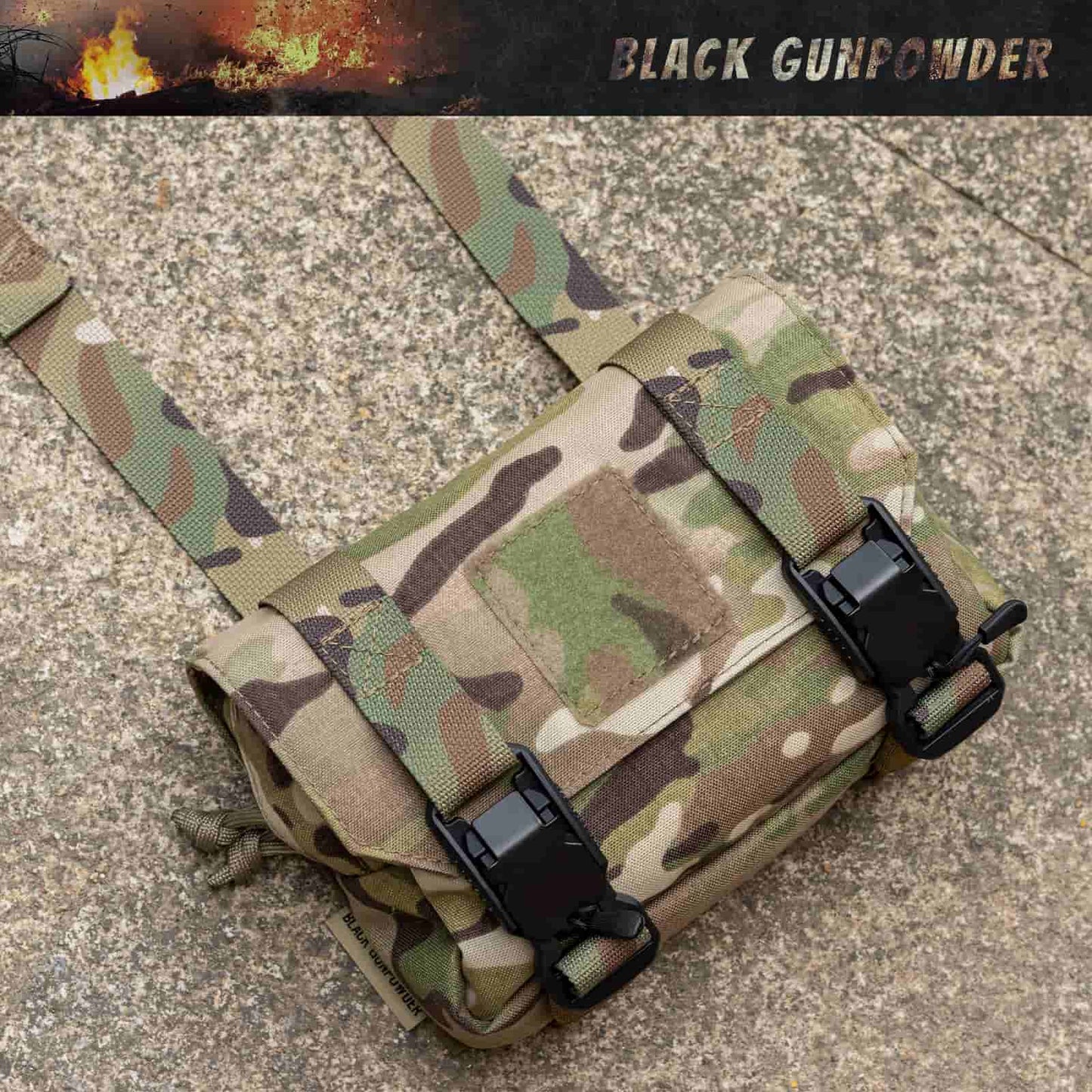 Black Gunpowder Tactical Molle Pouch, Quick Release Hook-and-Loop MOLLE Add-on Pouch EDC Tool Pouch Bag