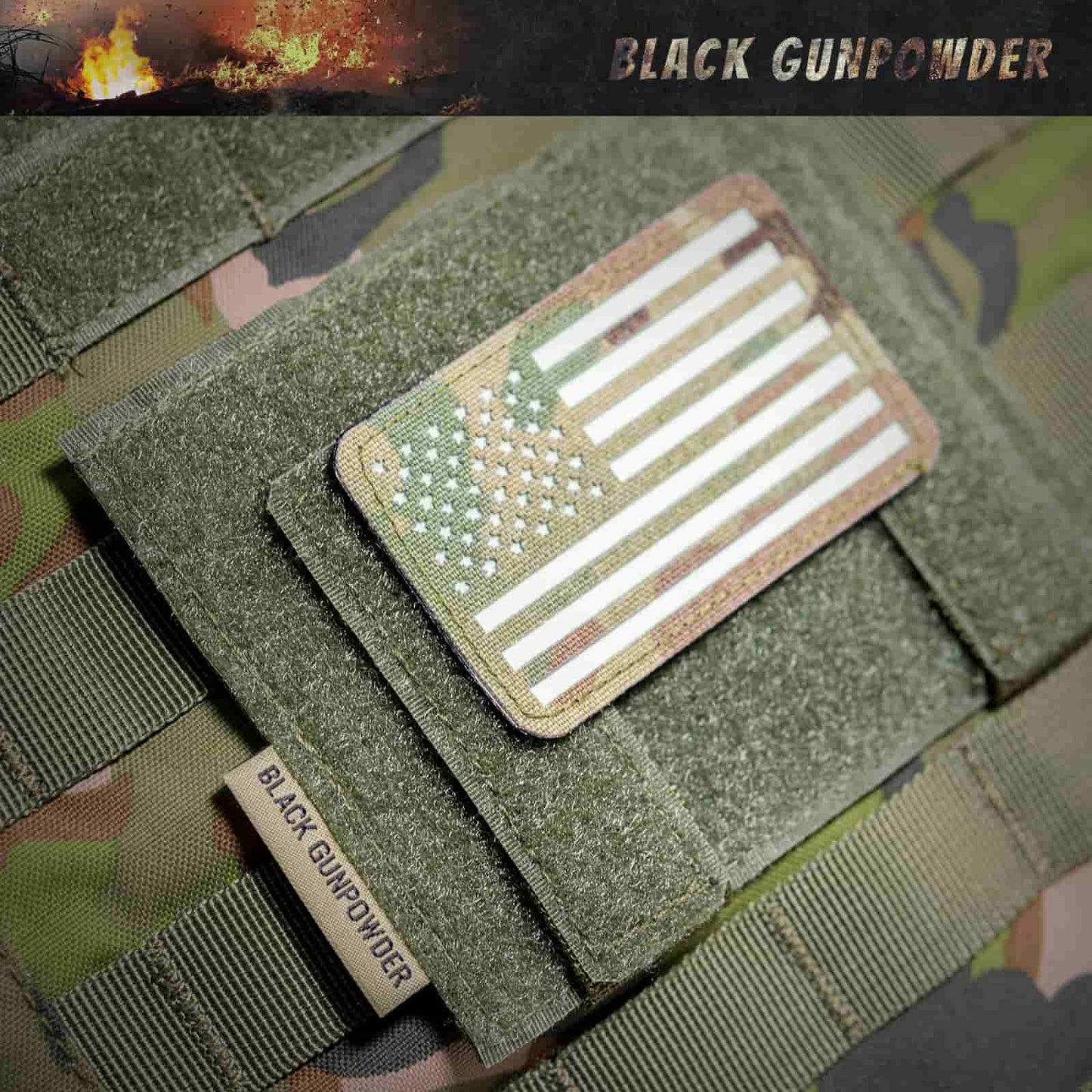 Black Gunpowder Molle Hook and Loop Velcro Panel Tactical Morale Patches Board Odd Number  Gear Attachment (5 x 4 in)