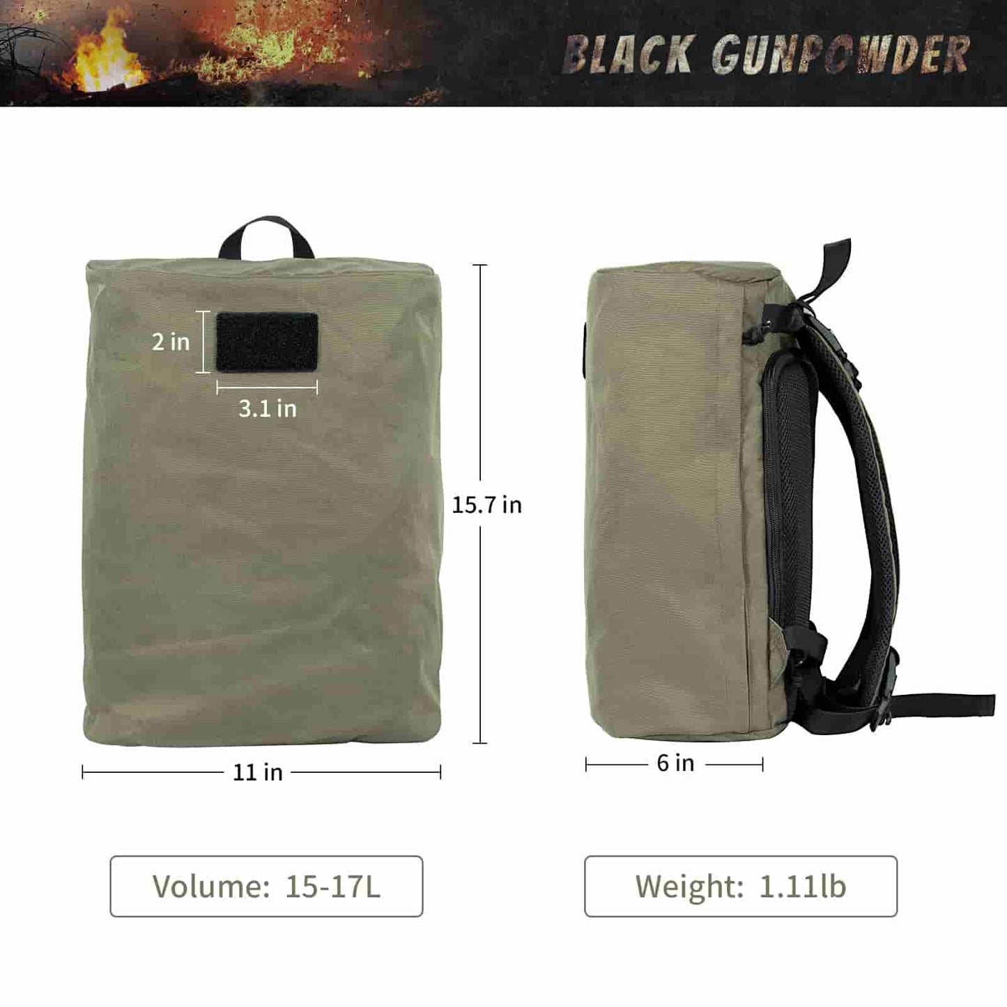 Black Gunpowder Travel Commuter Backpack Waterproof and Durable Fits 15.6 Inch Notebook 17L (Ranger Green)