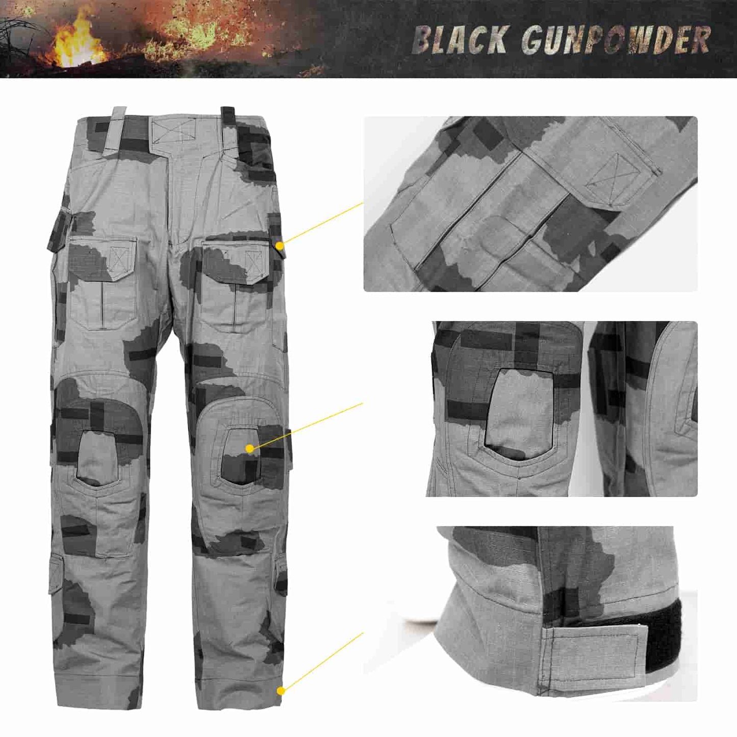 Black Gunpowder G3 Tactical Combat Pants Military Paintball Airsoft Hunting Hiking Outdoor