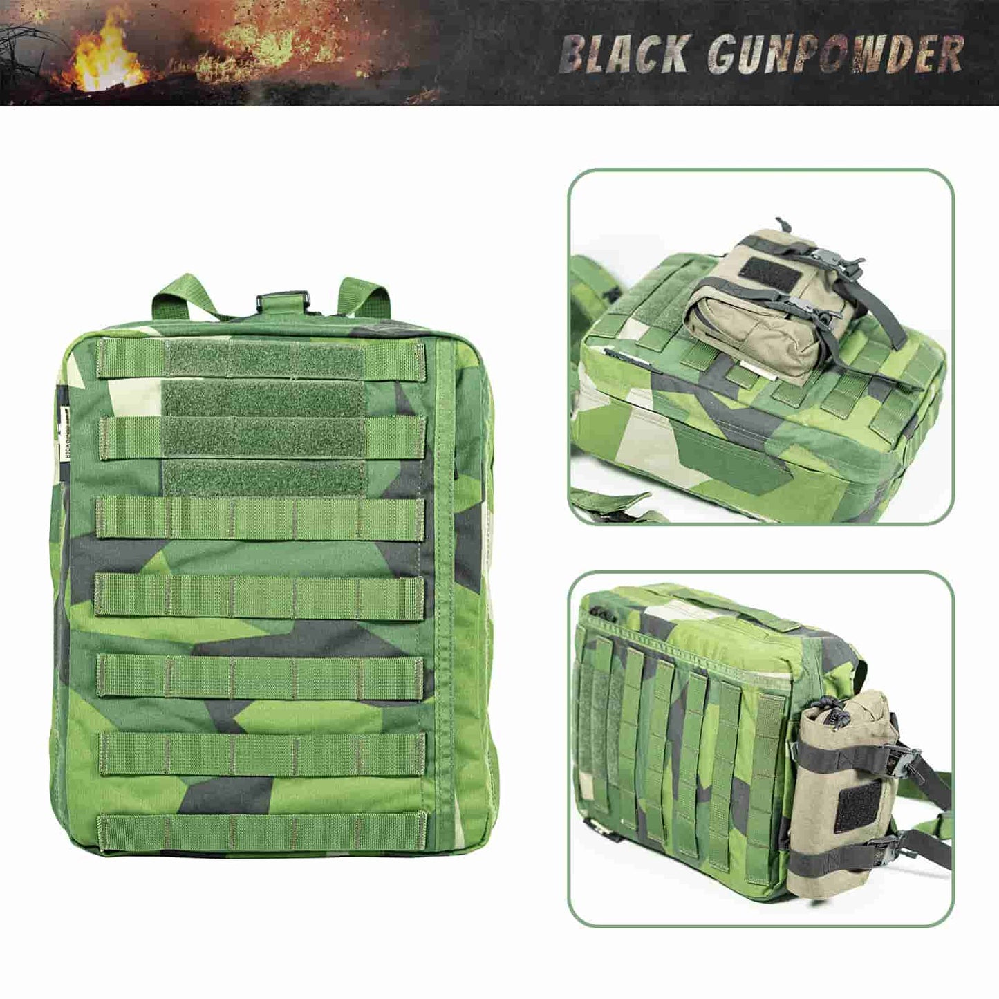 Black Gunpowder Tactical Travel Backpack Small Assault Backpack Molle Pack M90 Series 8L