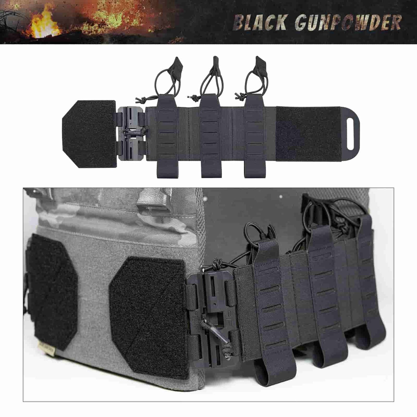 Black Gunpowder Elastic Tactical Quick Release Cummerbund Magnetic Buckles Model TC1