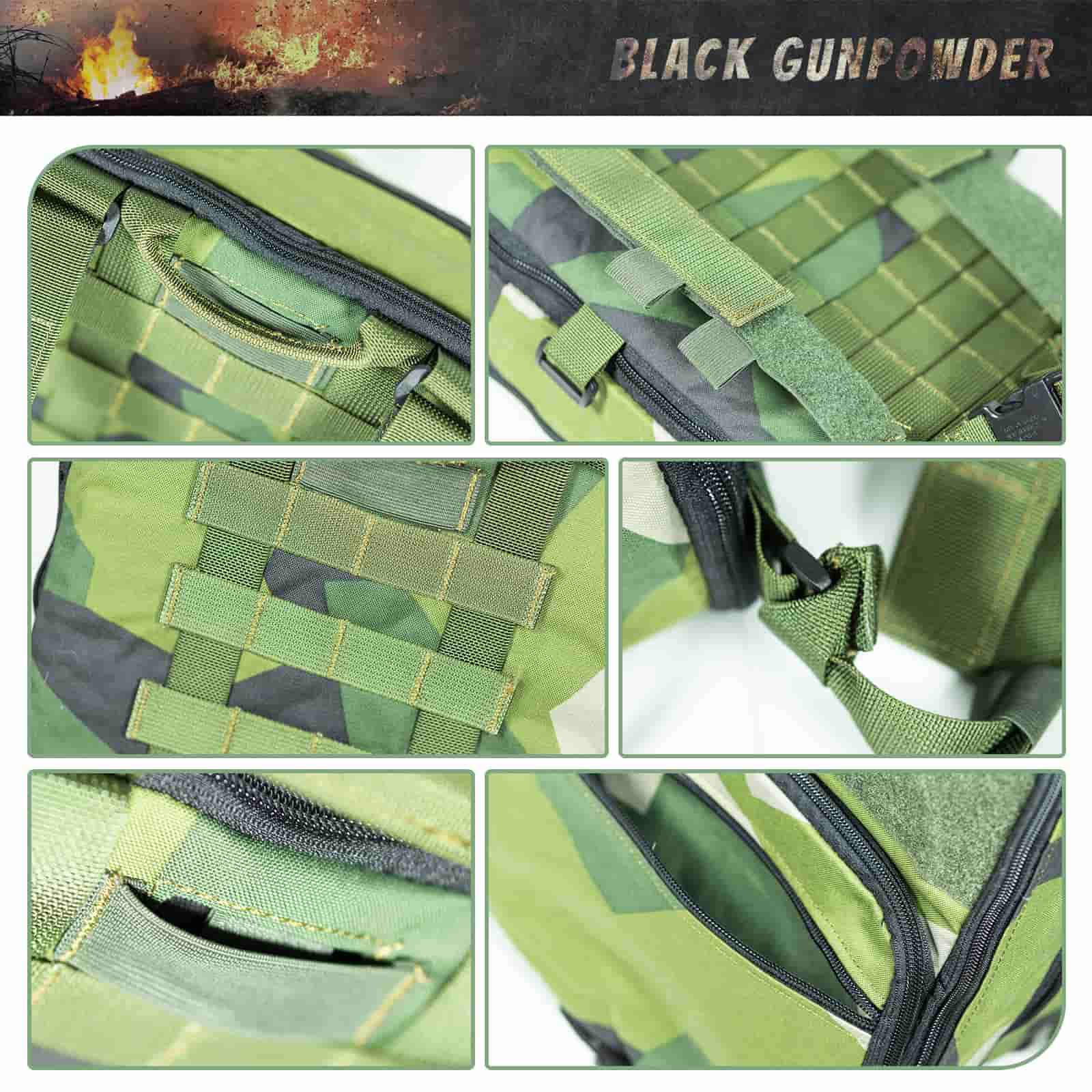 ミリタリー Black Gunpowder Tactical Travel Backpack 8L-16L Expandable
