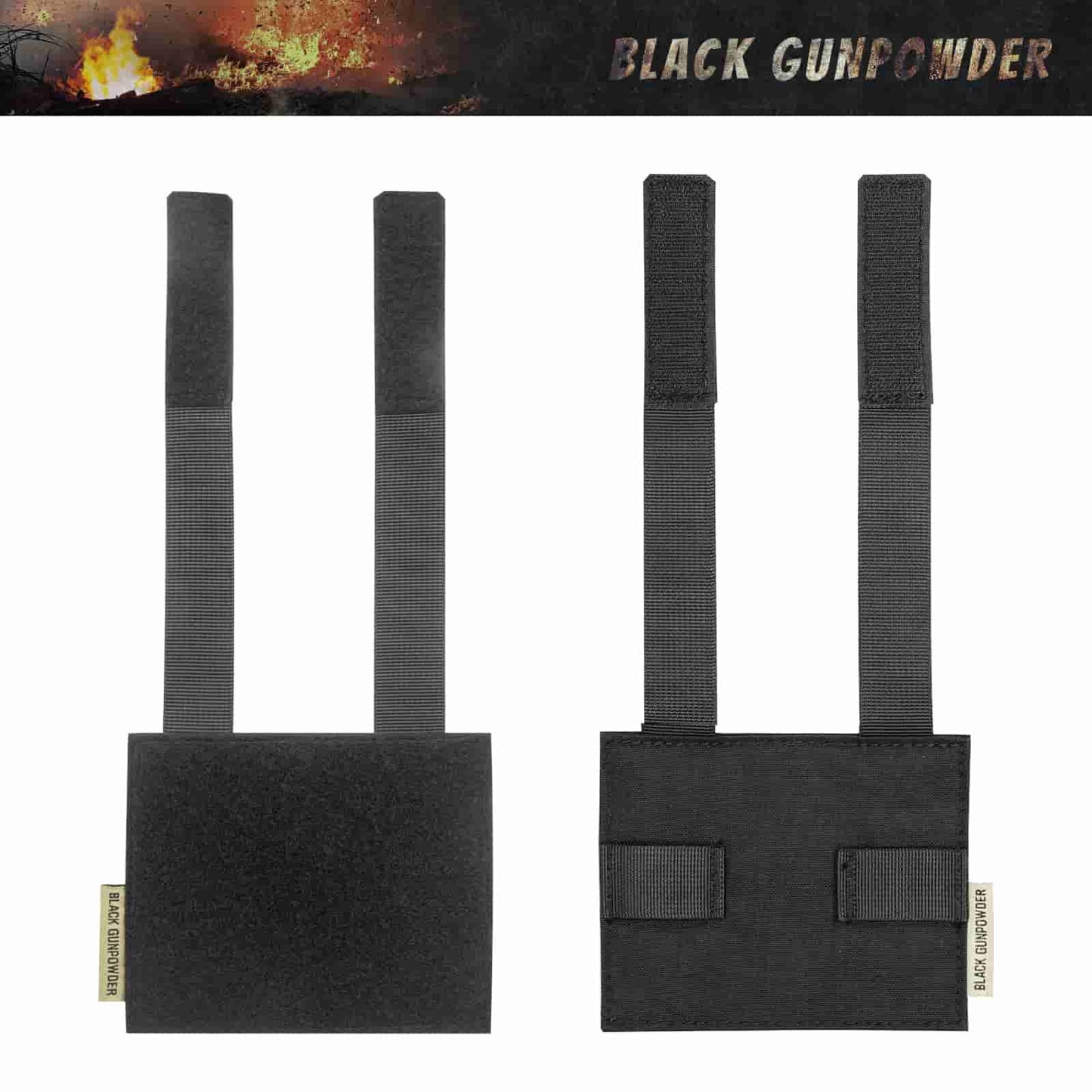 Black Gunpowder Molle Hook and Loop Velcro Panel Tactical Morale Patches Board Odd Number  Gear Attachment (5 x 4 in)