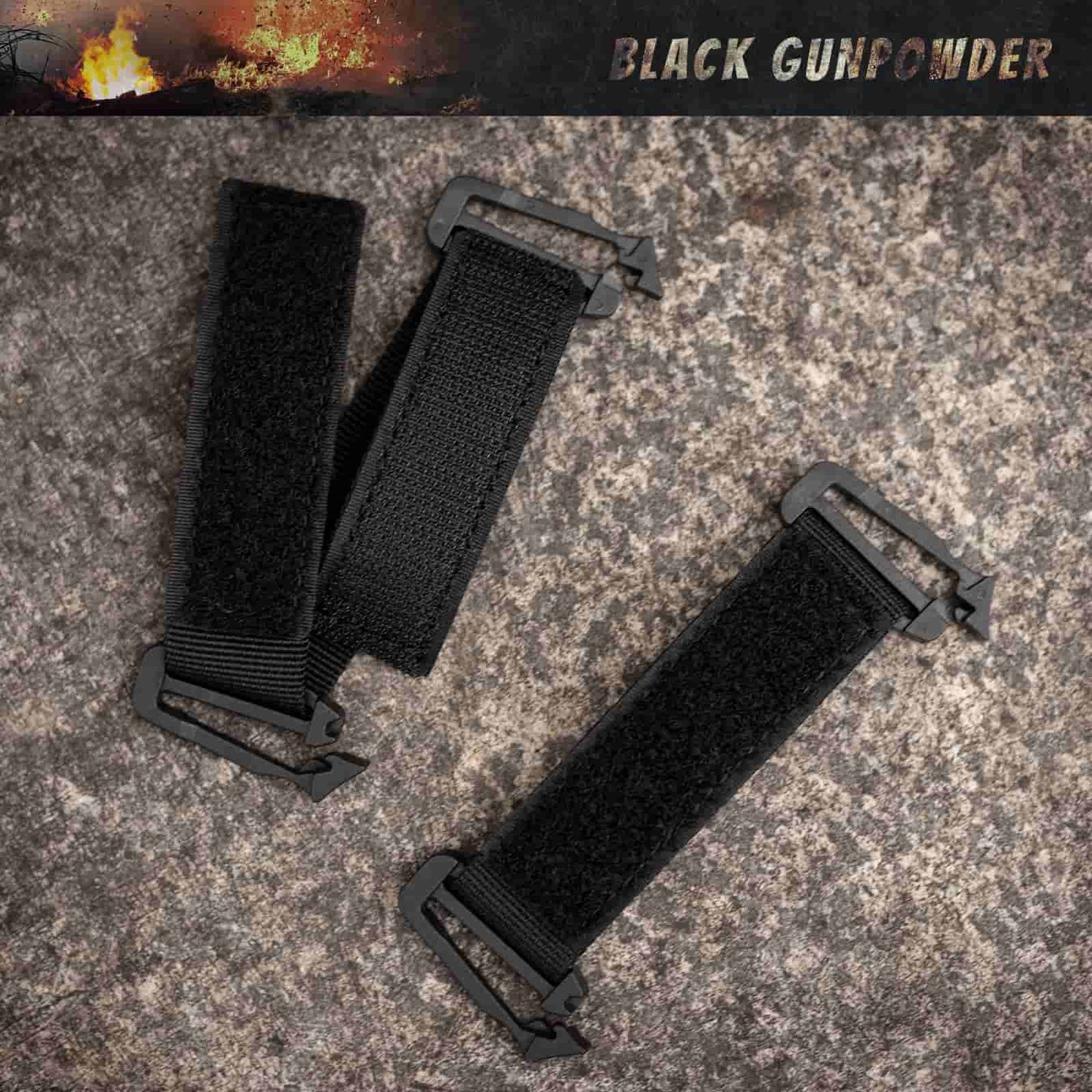Black Gunpowder Tactical Molle Straps Molle Webbing Retainer Binding Ribbon Buckle