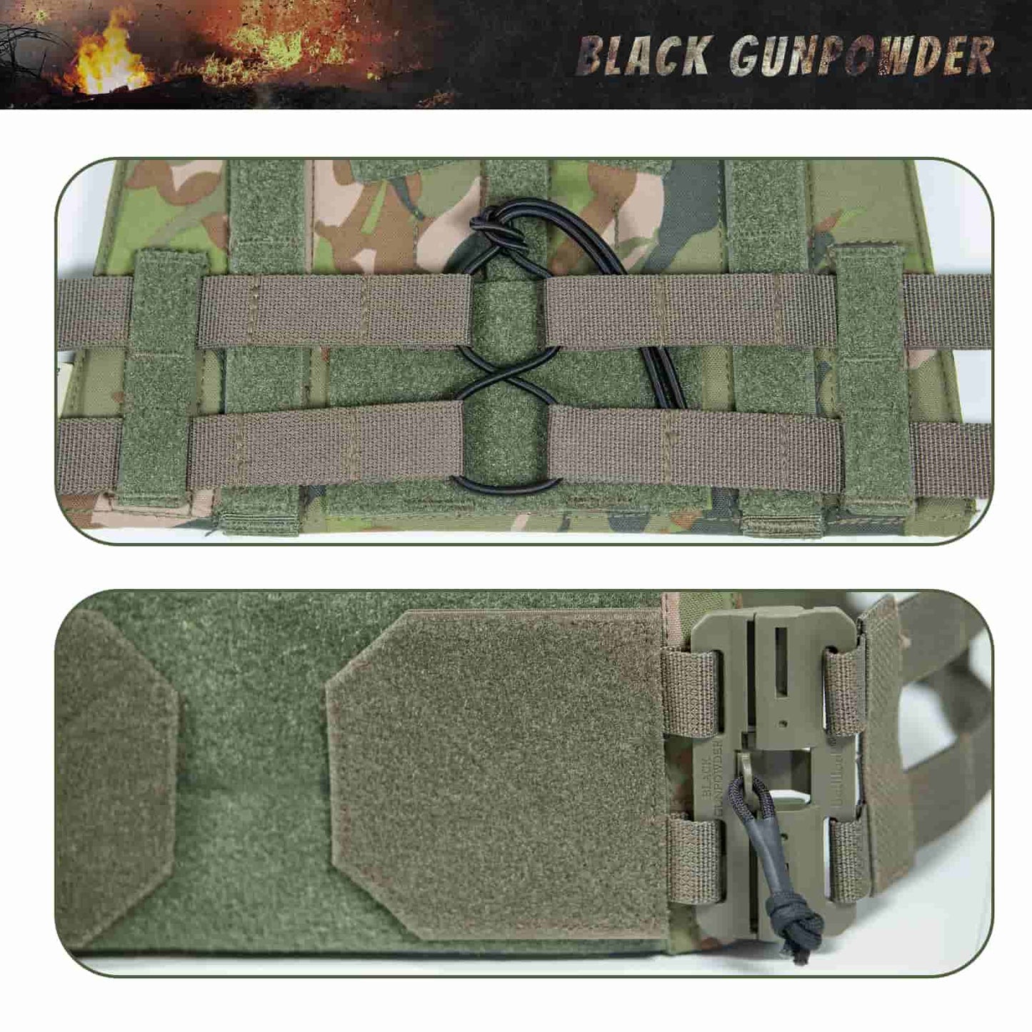 Black Gunpowder Tactical Two-Band Quick Release Cummerbund Elastic String Magnetic Buckles Model BG-TC3-ES