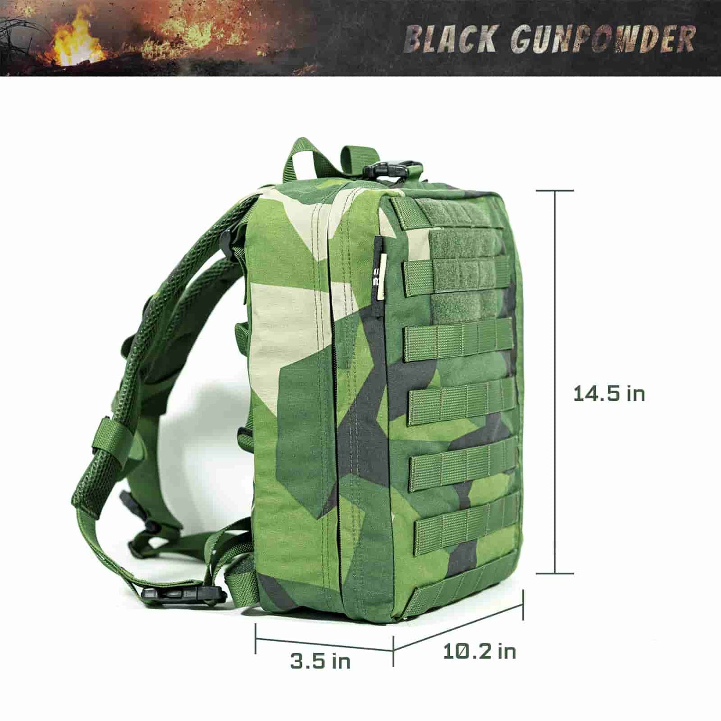 Black Gunpowder Tactical Travel Backpack Small Assault Backpack Molle Pack M90 Series 8L