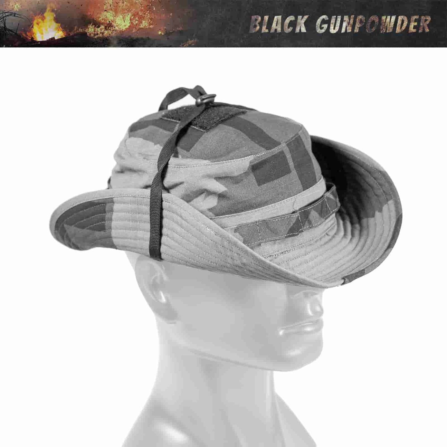 Black Gunpowder Military Tactical Camo Boonie Hat Hunting Fishing Outdoor