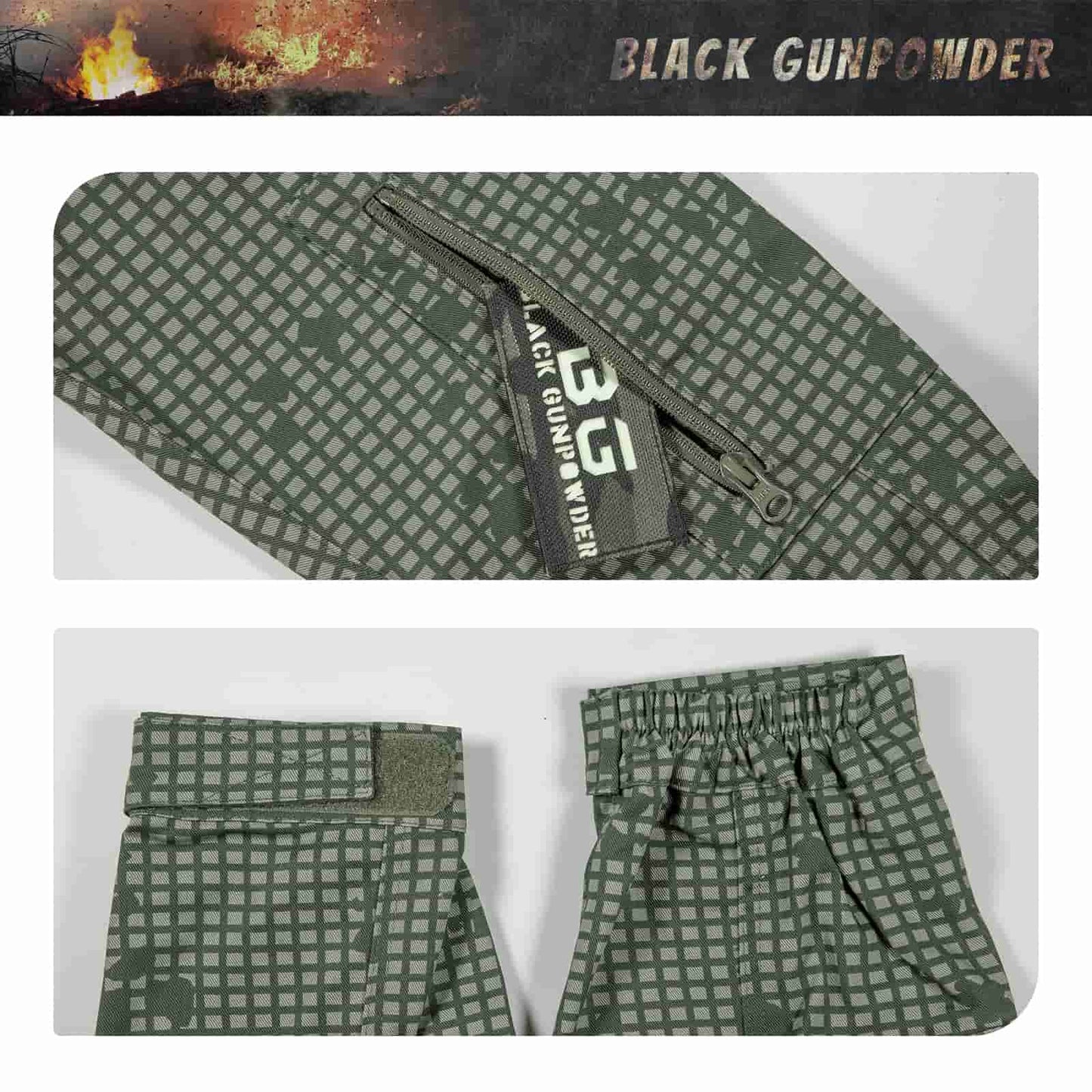 Black Gunpowder Men's Tactical Hooded Jacket Airsoft Hunting Paintball Desert Night Camo