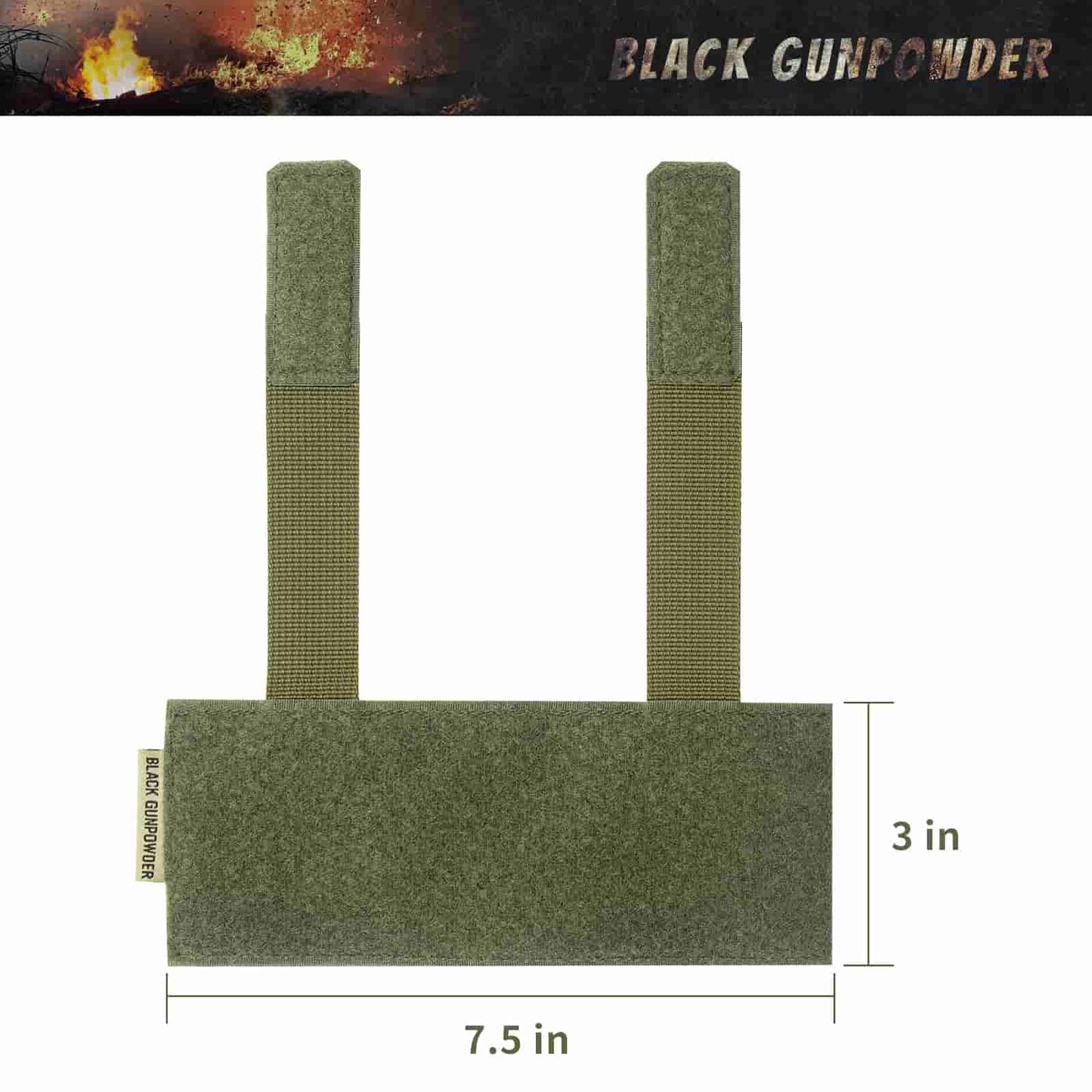 Black Gunpowder Molle Hook and Loop Velcro Panel Tactical Morale Patches Board Even Number  Gear Attachment (OD Green)
