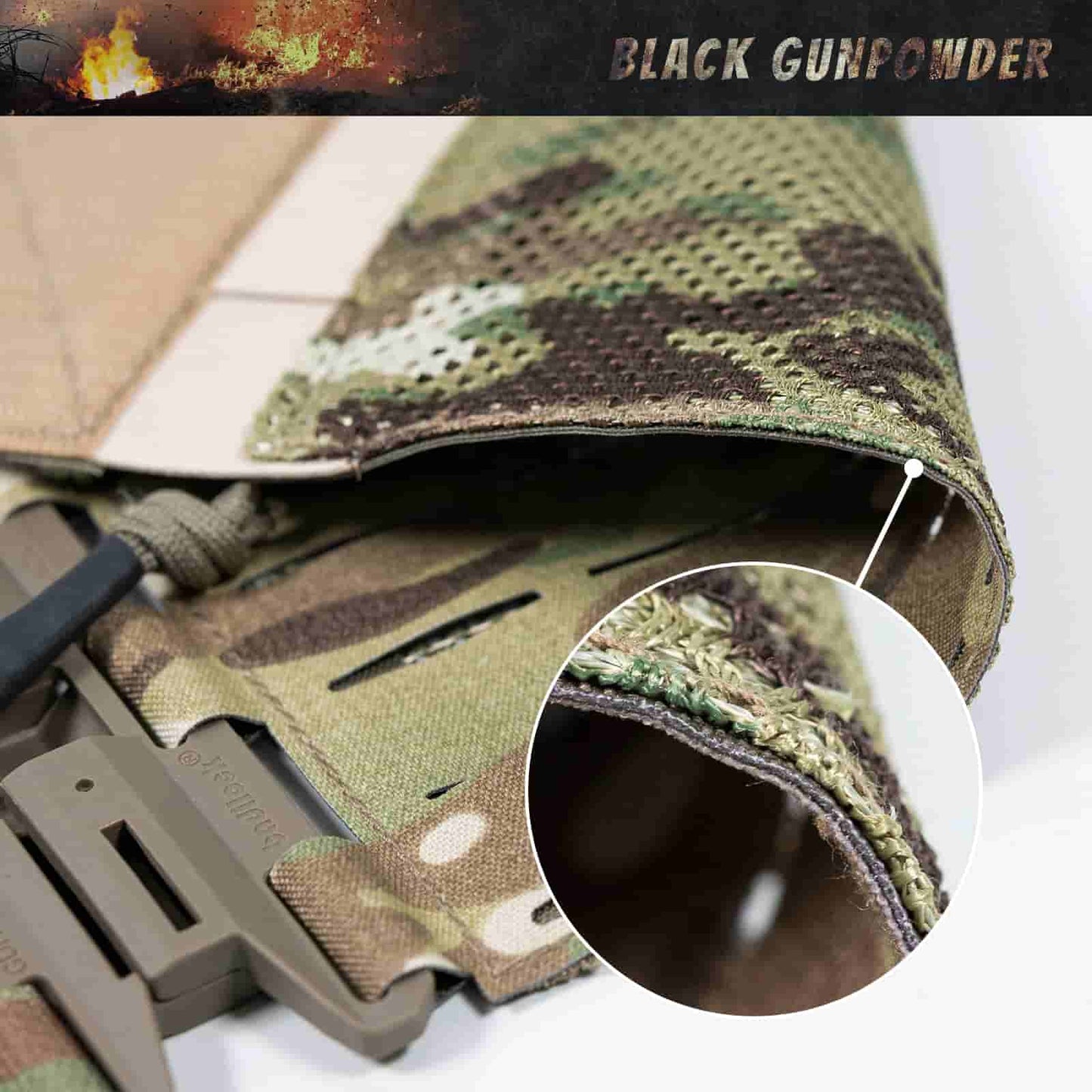 Black Gunpowder Tactical Vest Cummerbund Quick Release Magnetic Buckle One Hand Operation Model BG-TC2