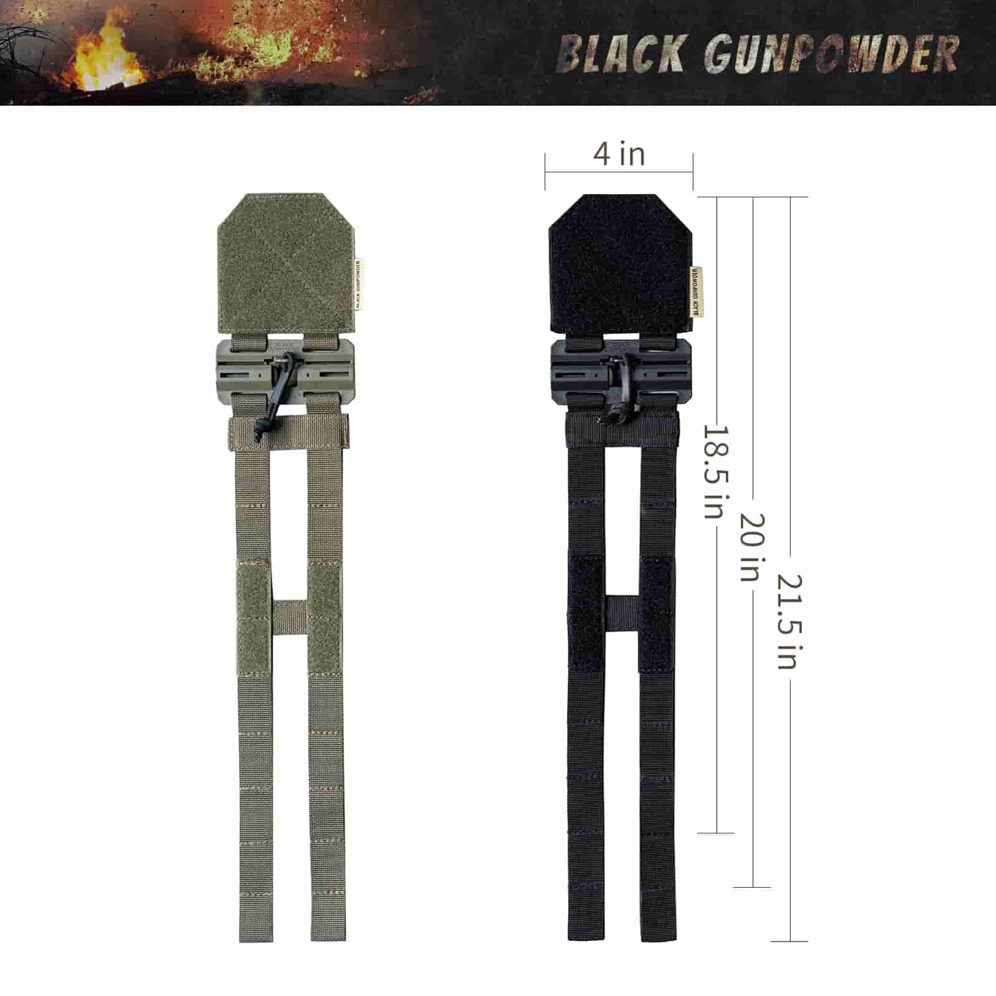 Black Gunpowder Tactical Two-Band Quick Release Cummerbund Elastic String Magnetic Buckles Model BG-TC3-ES