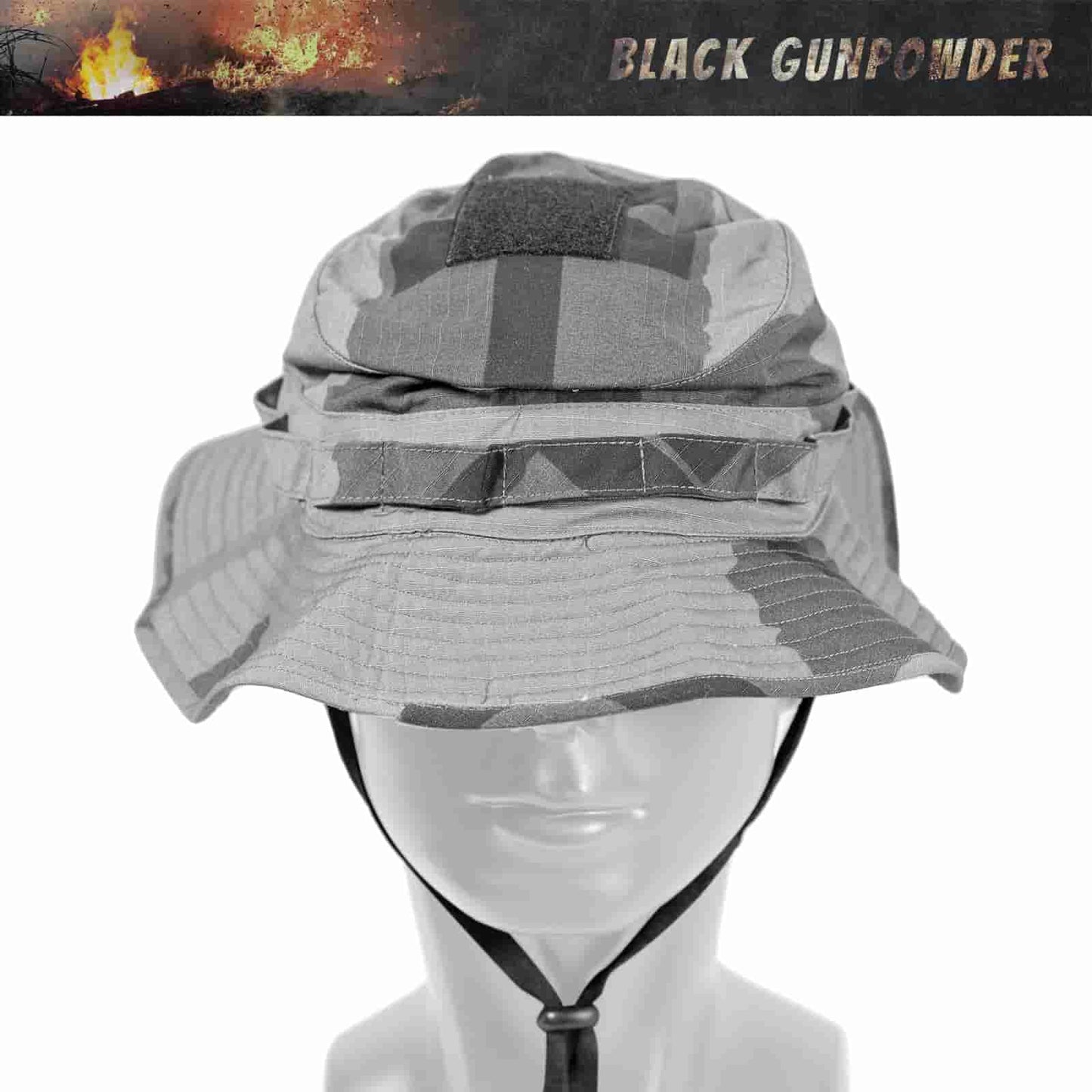 Black Gunpowder Military Tactical Camo Boonie Hat Hunting Fishing Outdoor
