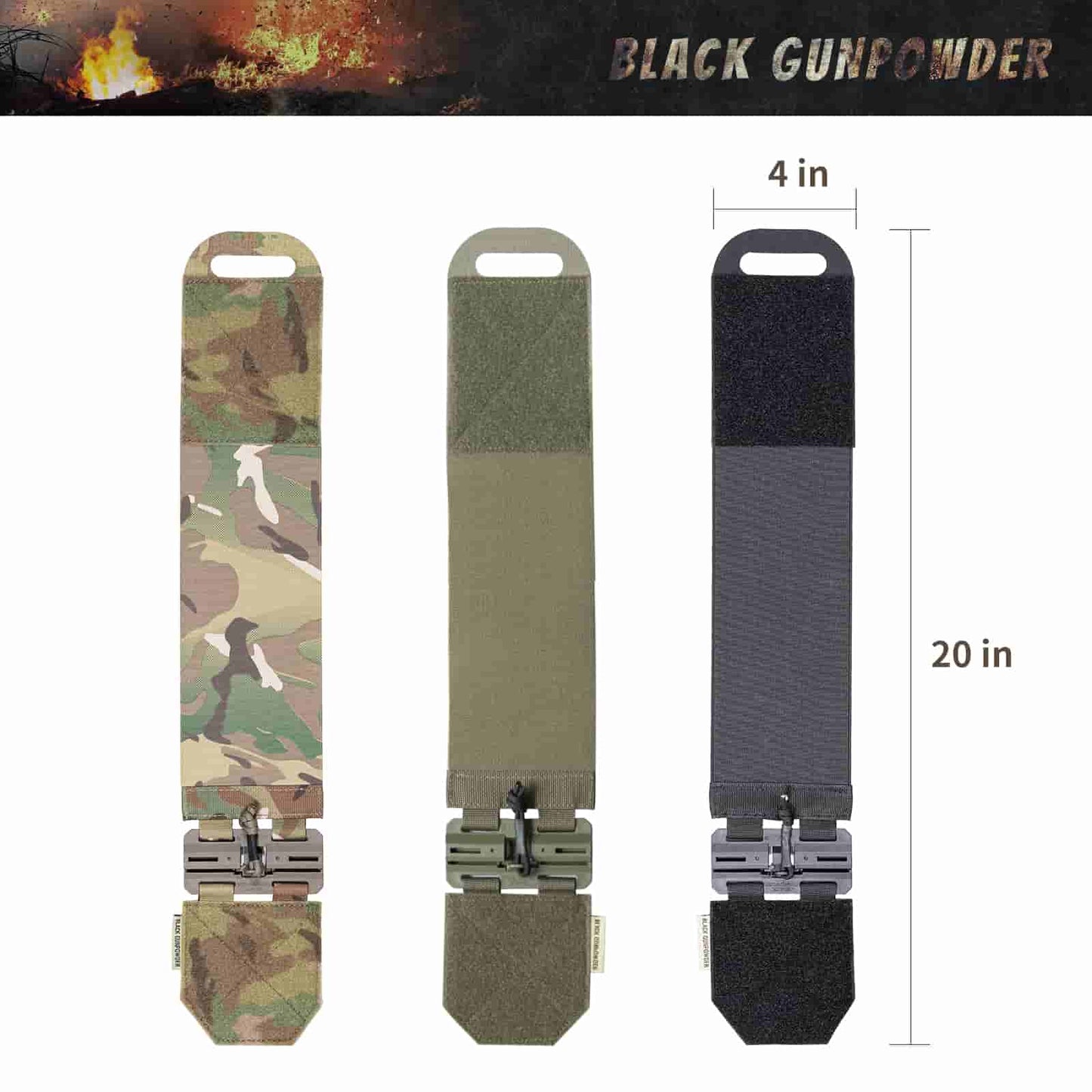 Black Gunpowder Elastic Tactical Quick Release Cumberbund Magnetic Buckles Model BG-TC4