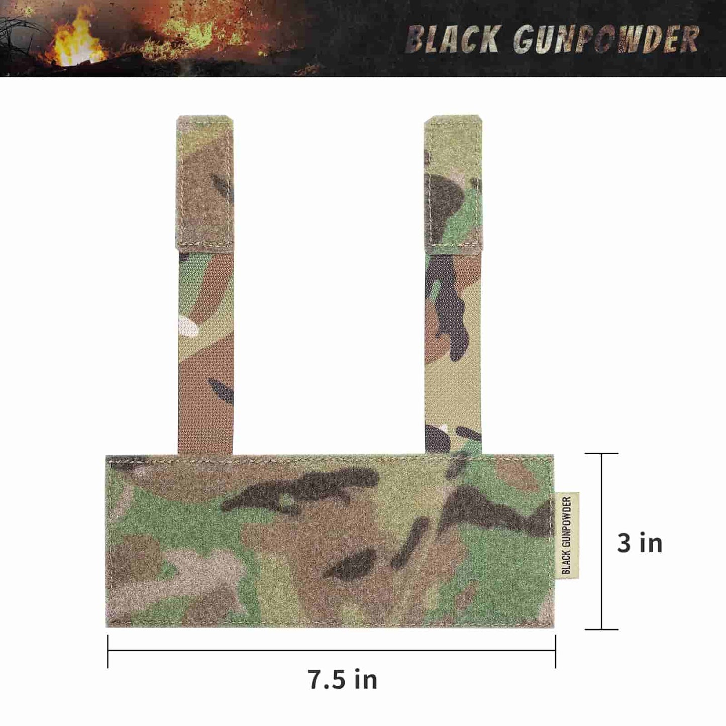 Black Gunpowder Molle Hook and Loop Velcro Panel Tactical Morale Patches Board Even Number  Gear Attachment (MC Camo)