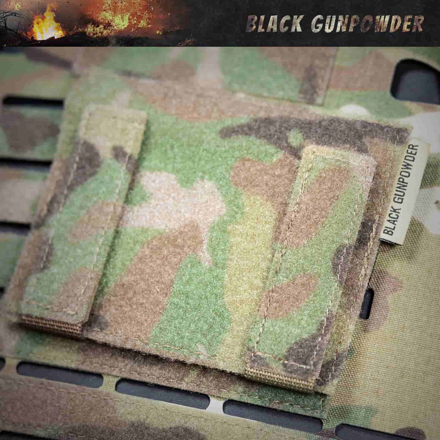 Black Gunpowder Molle Hook and Loop Velcro Panel Tactical Morale Patches Board Odd Number  Gear Attachment (MC Camo, 5 x 4 in)