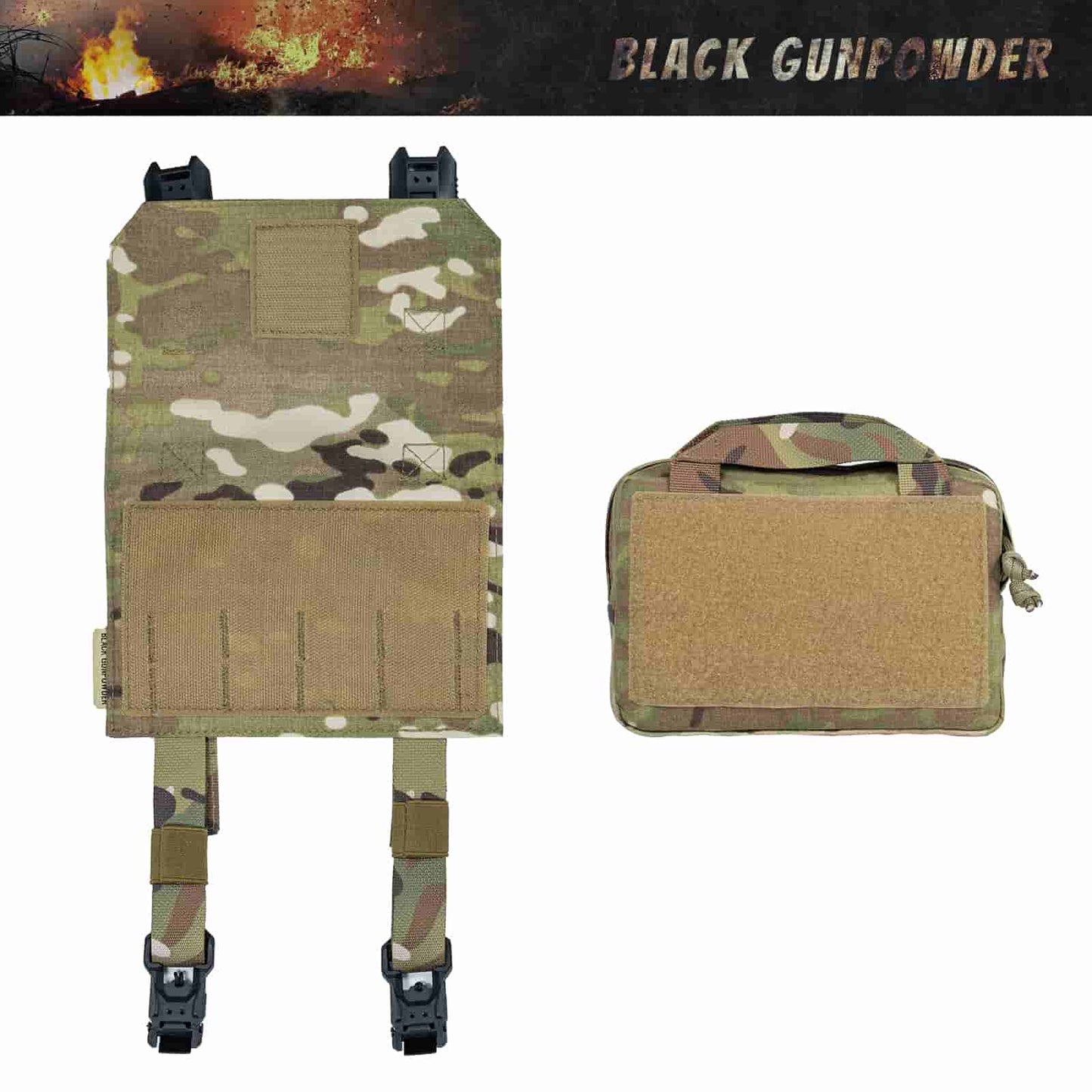 Black Gunpowder Tactical Molle Pouch, Quick Release Hook-and-Loop MOLLE Add-on Pouch EDC Tool Pouch Bag