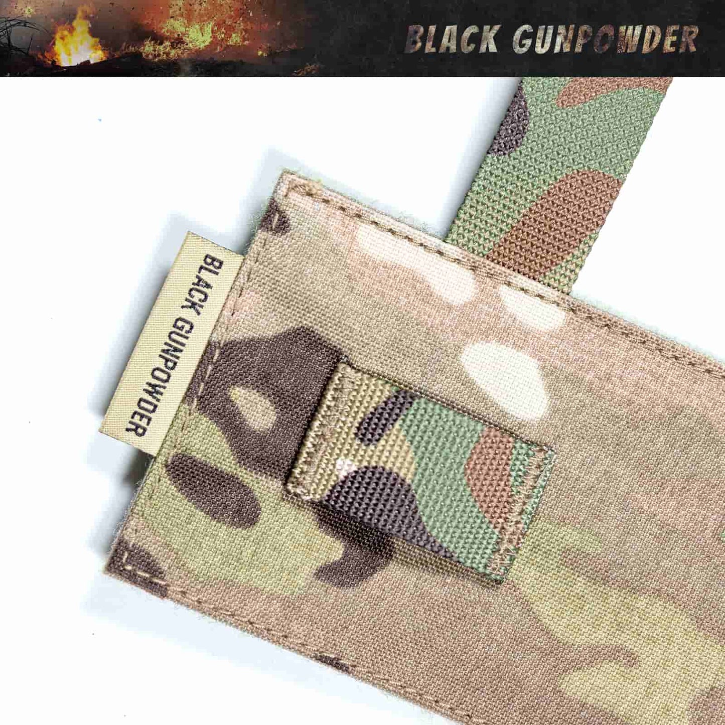 Black Gunpowder Molle Hook and Loop Velcro Panel Tactical Morale Patches Board Even Number  Gear Attachment (MC Camo)