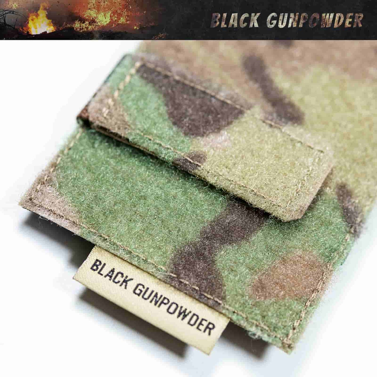 Black Gunpowder Molle Hook and Loop Velcro Panel Tactical Morale Patches Board Even Number  Gear Attachment (MC Camo)