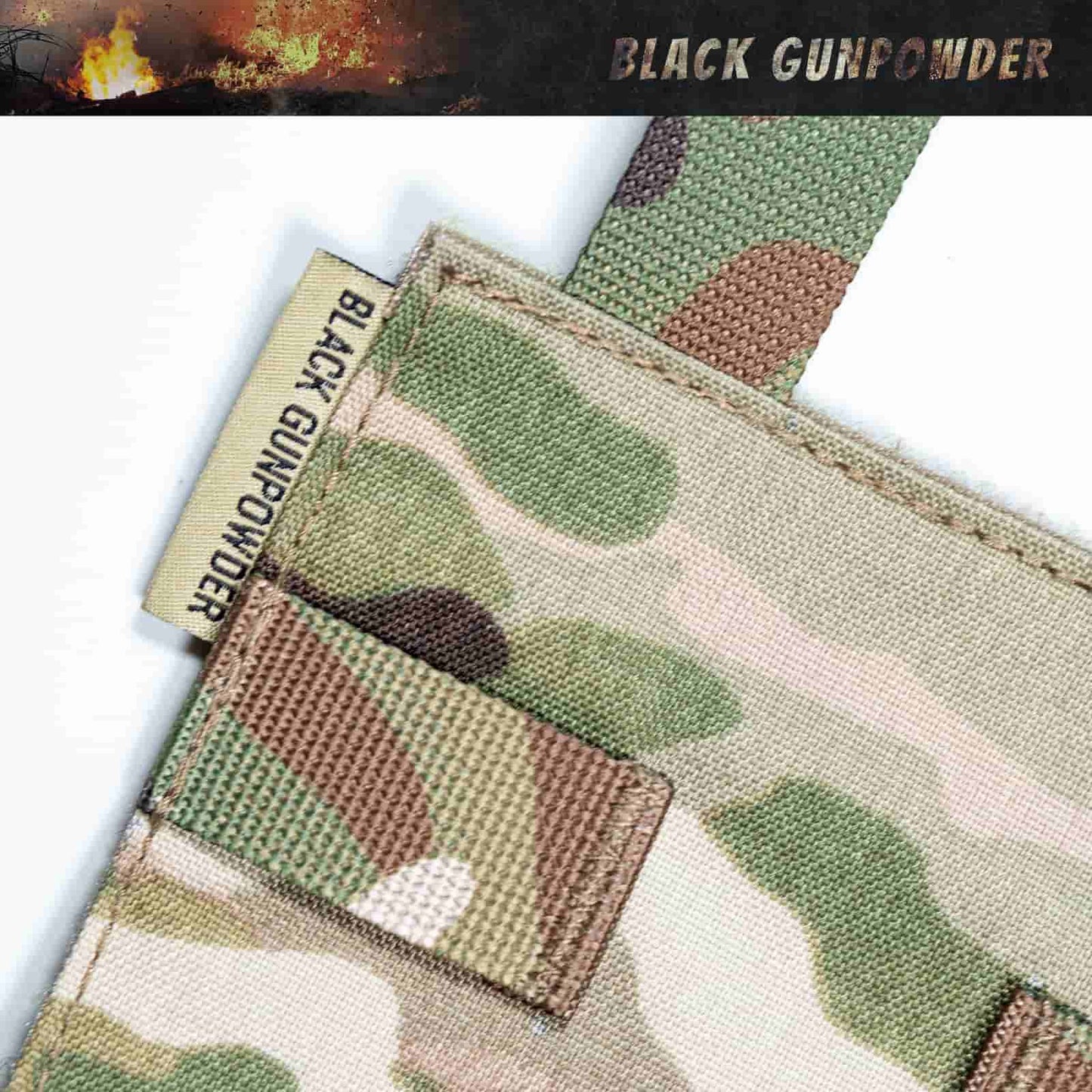 Black Gunpowder Molle Hook and Loop Velcro Panel Tactical Morale Patches Board Odd Number  Gear Attachment (MC Camo, 5 x 4 in)