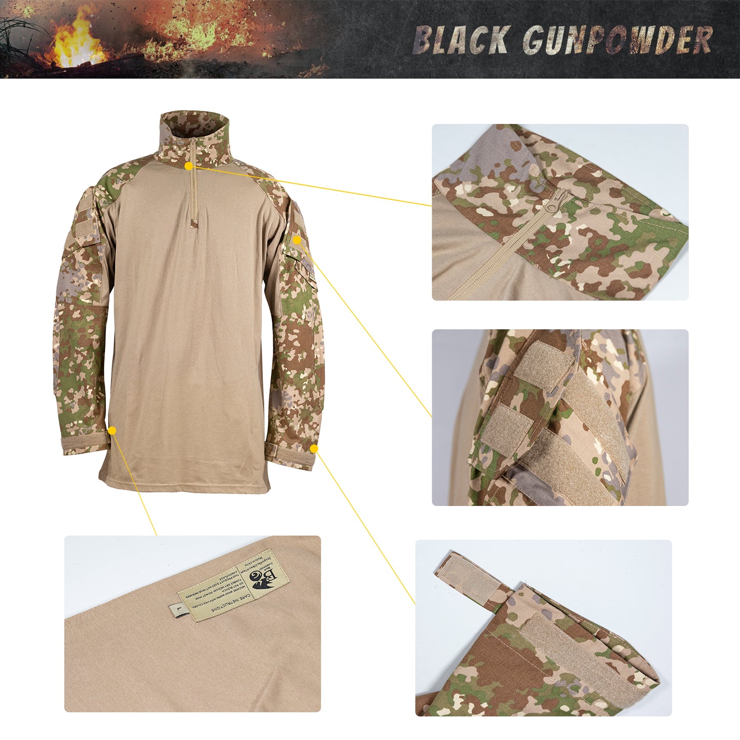 Black Gunpowder G3 Tactical Combat Shirt Military Paintball Airsoft Hunting Hiking Outdoor