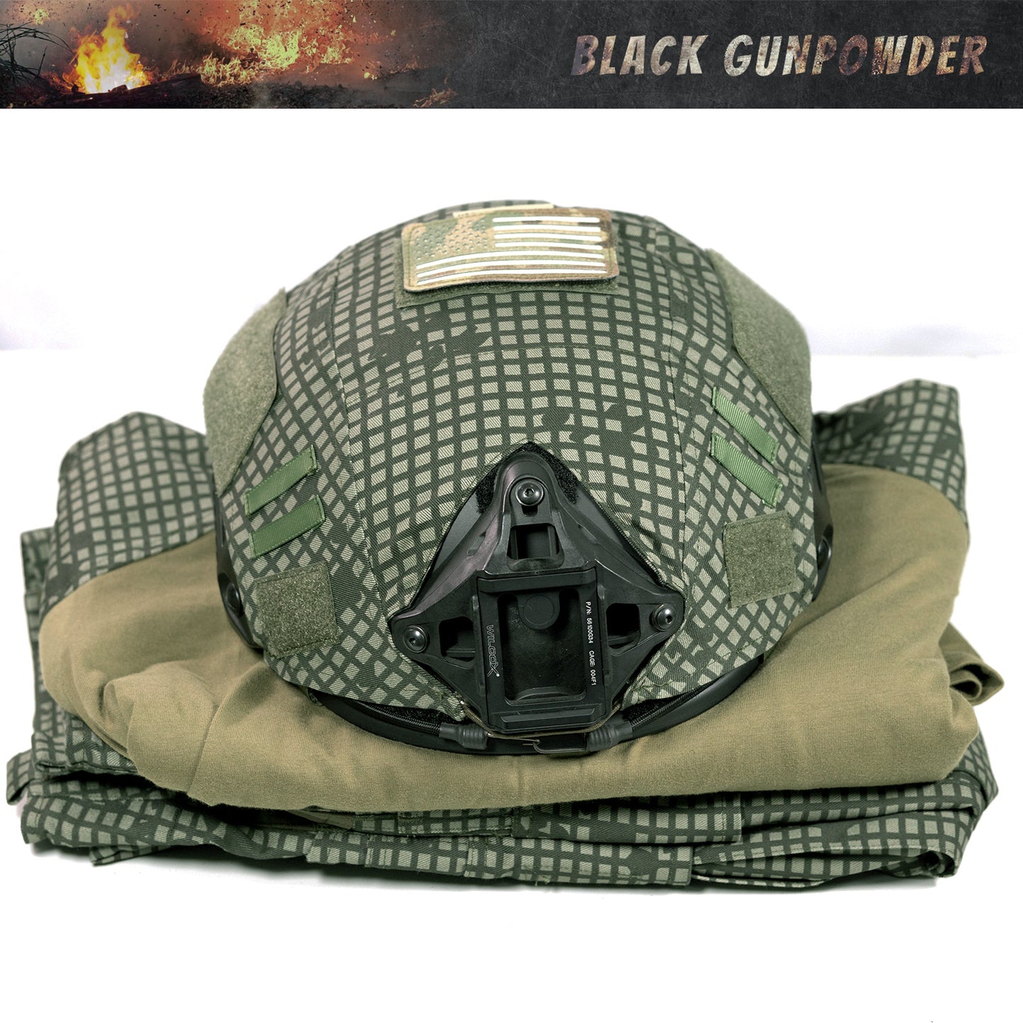 Black Gunpowder Tactical Helmet Cover for Fast Helmet Size M/L Military Paintball Hunting Shooting Gear