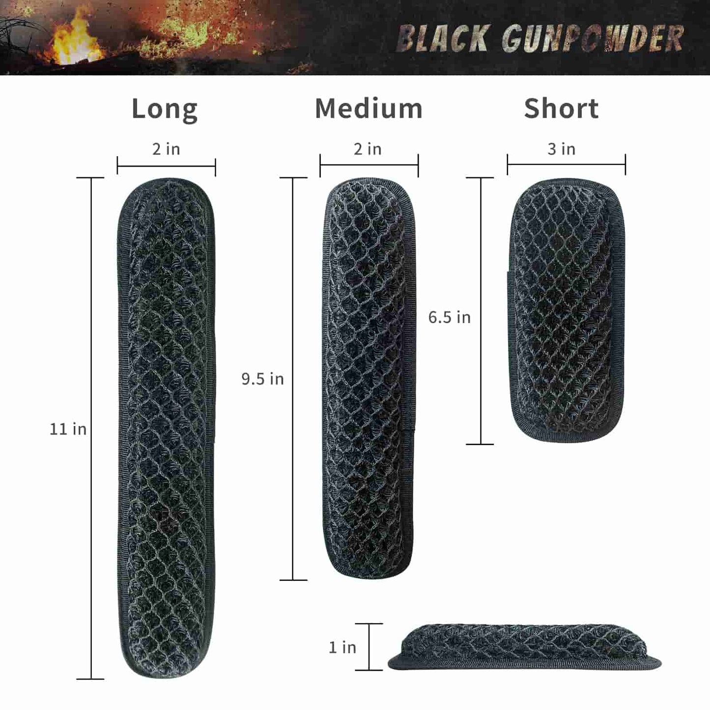 Black Gunpowder Tactical Velcro Backpack Pads 3D Breathable Honeycomb Cooling Pads