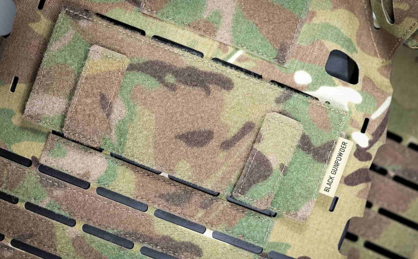Black Gunpowder Molle Hook and Loop Velcro Panel Tactical Morale Patches Board Even Number  Gear Attachment (MC Camo)