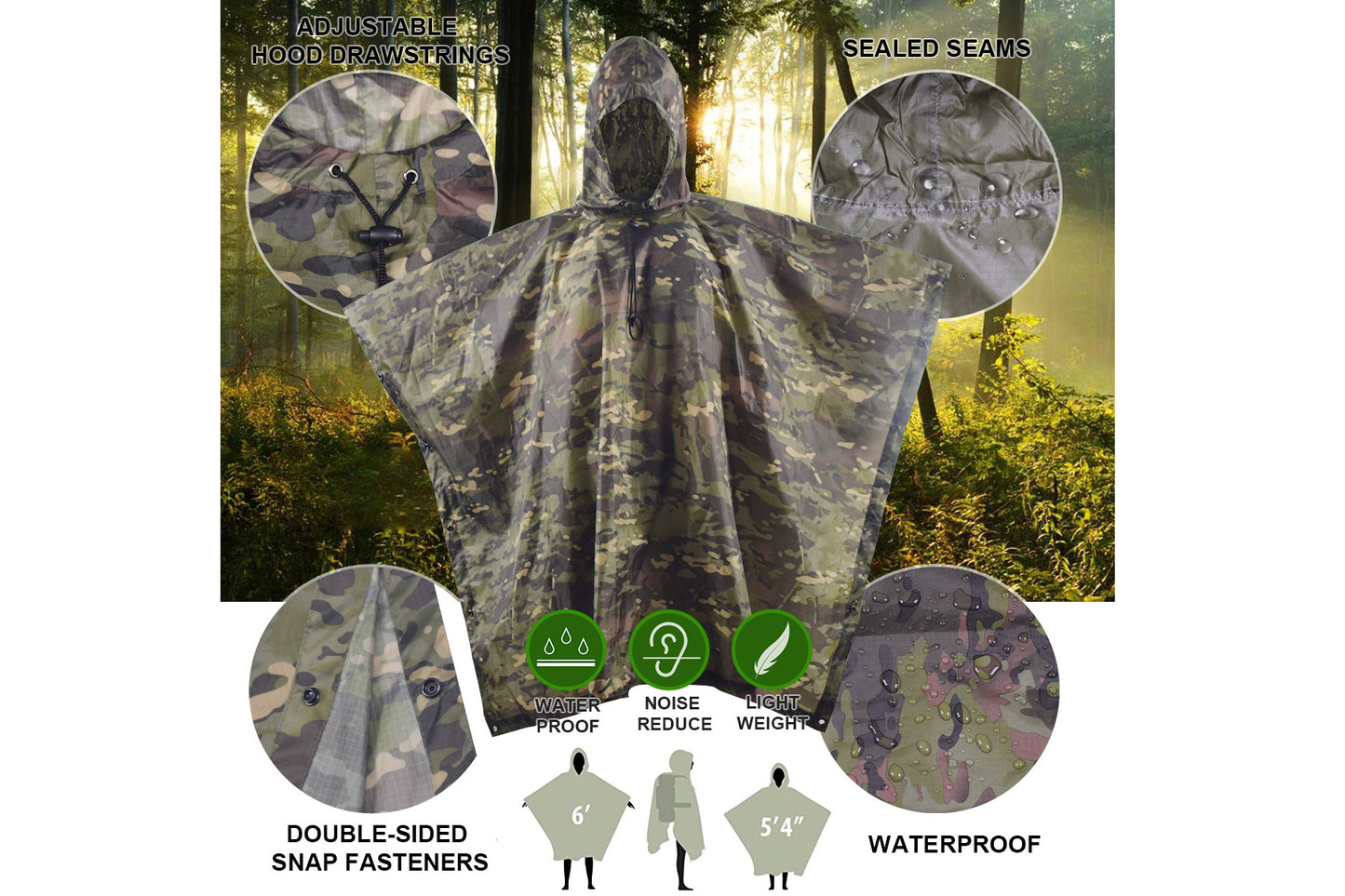 Black Gunpowder Rain Poncho