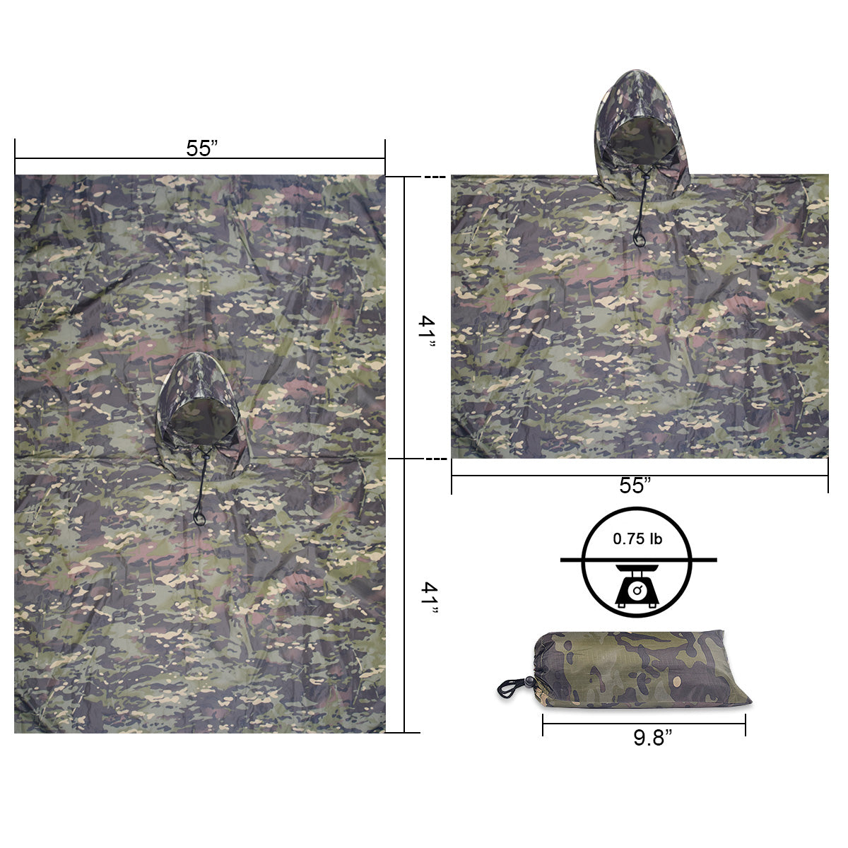 Black Gunpowder Rain Poncho