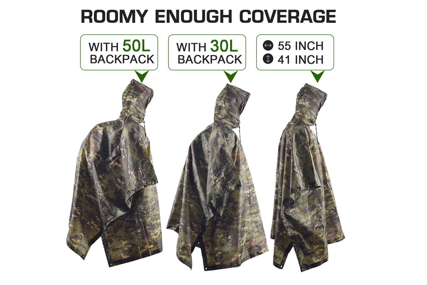 Black Gunpowder Rain Poncho