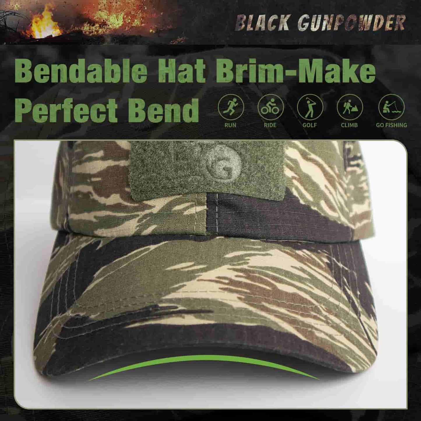 Black Gunpowder Tactical Camo Baseball Cap