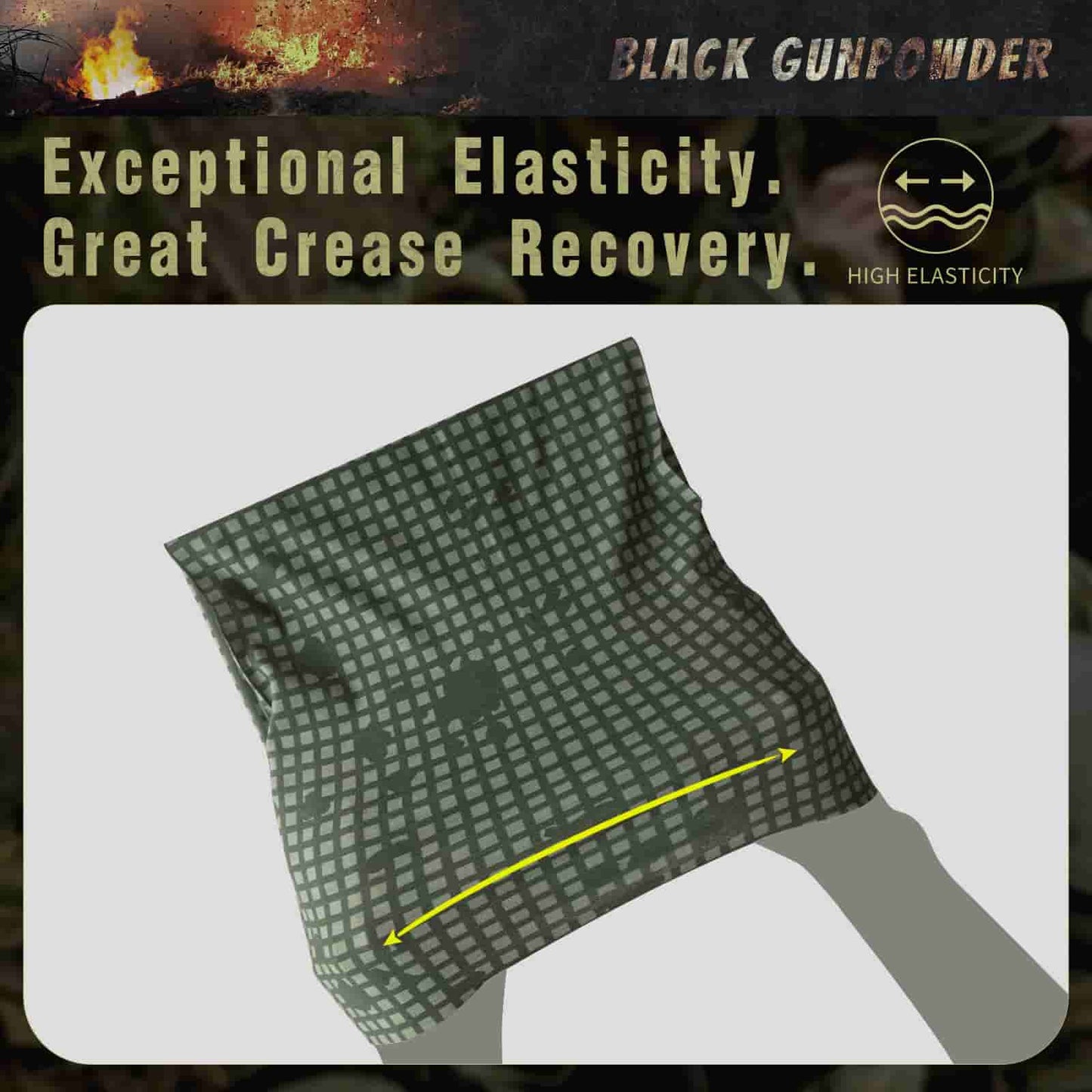 Black Gunpowder Tactical Camo Neck Gaiter Face Cover Cooling  Lightweight Seamless Breathable